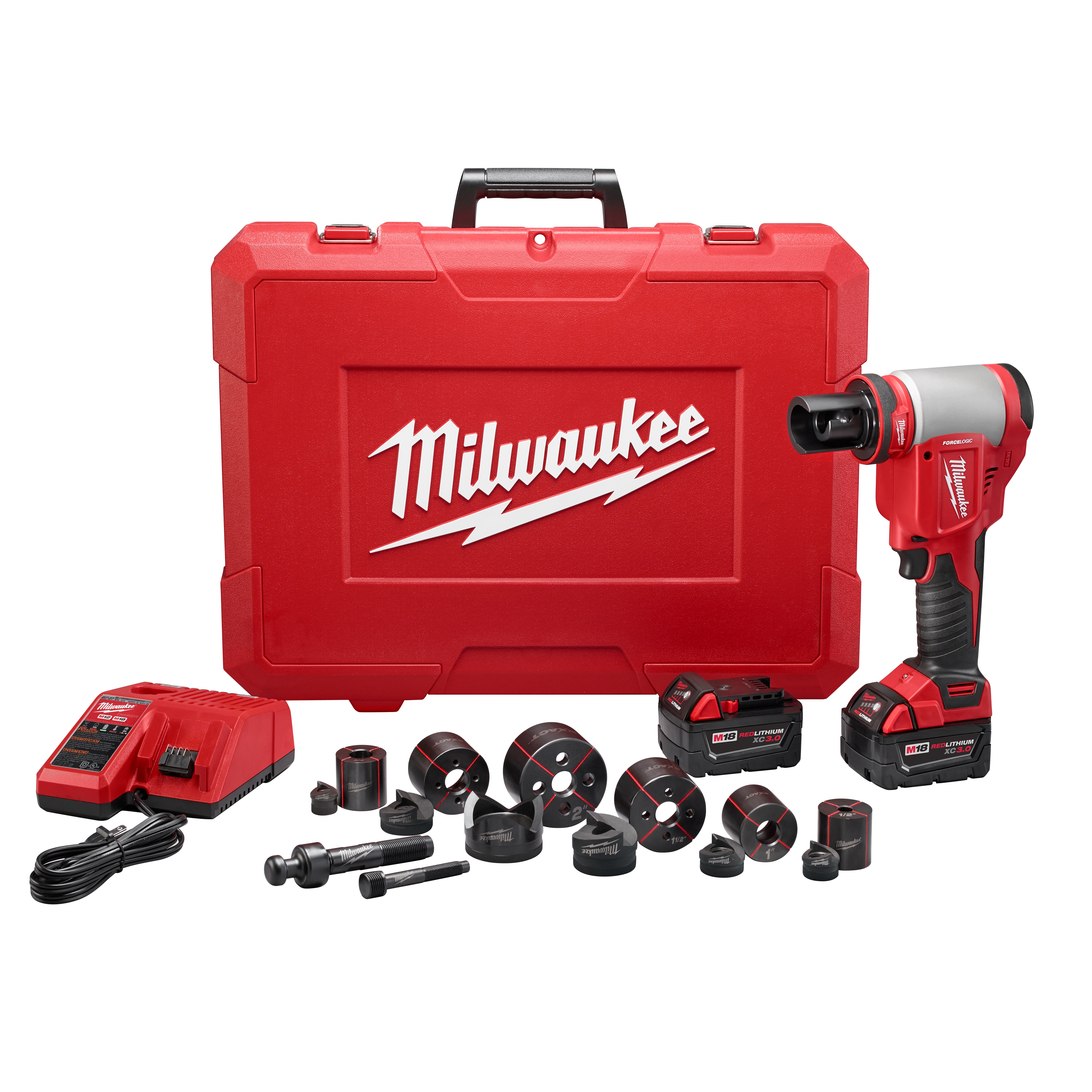 Milwaukee&reg; M18&trade; 2676-23 High Capacity Knockout Tool Kit, 1/2 to 4 in Mild Steel/Stainless Steel Max Cutting, 13.63 in OAL