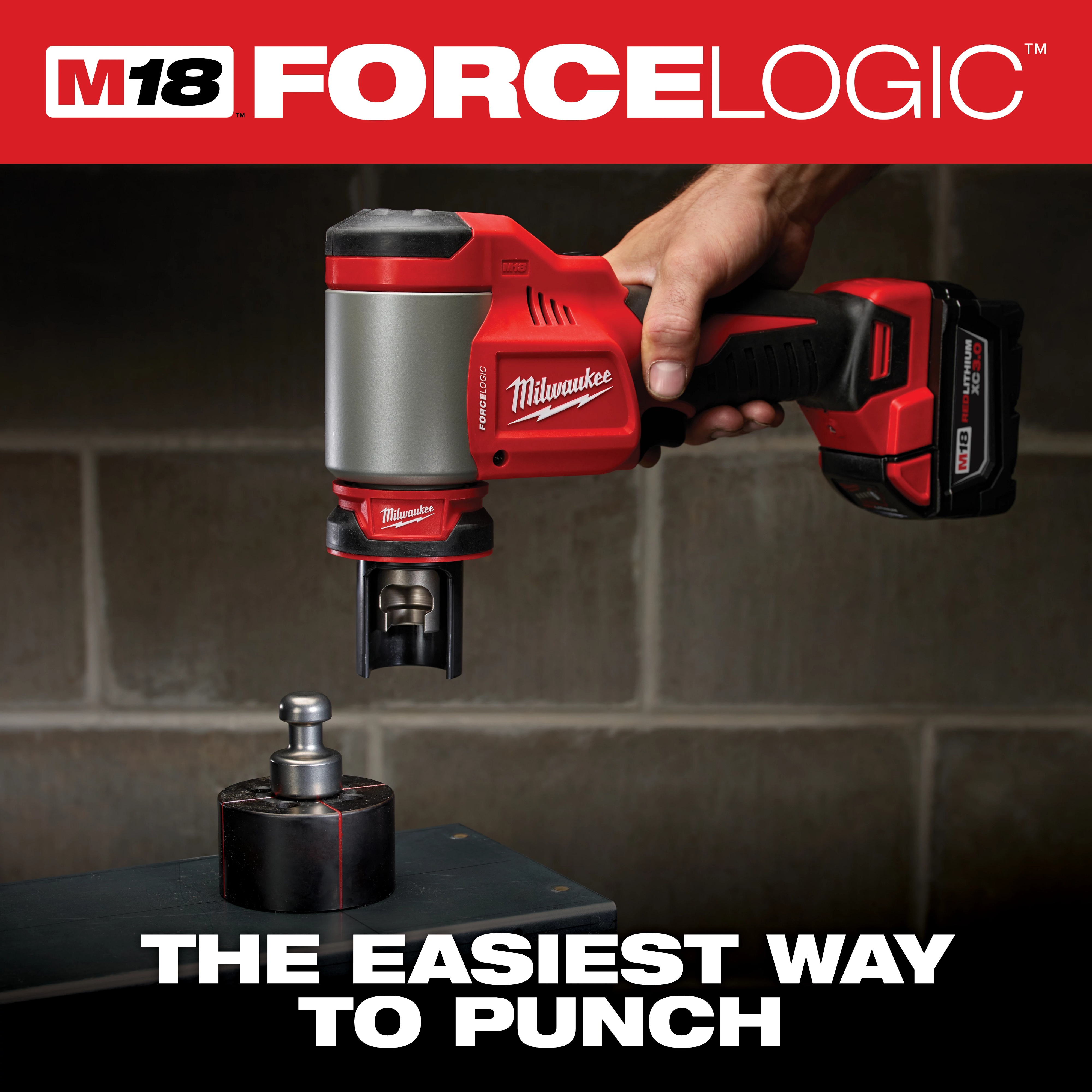 Milwaukee&reg; M18&trade; 2676-22 Knockout Tool Kit, 1/2 to 4 in Mild Steel/Stainless Steel Max Cutting, 13.63 in OAL