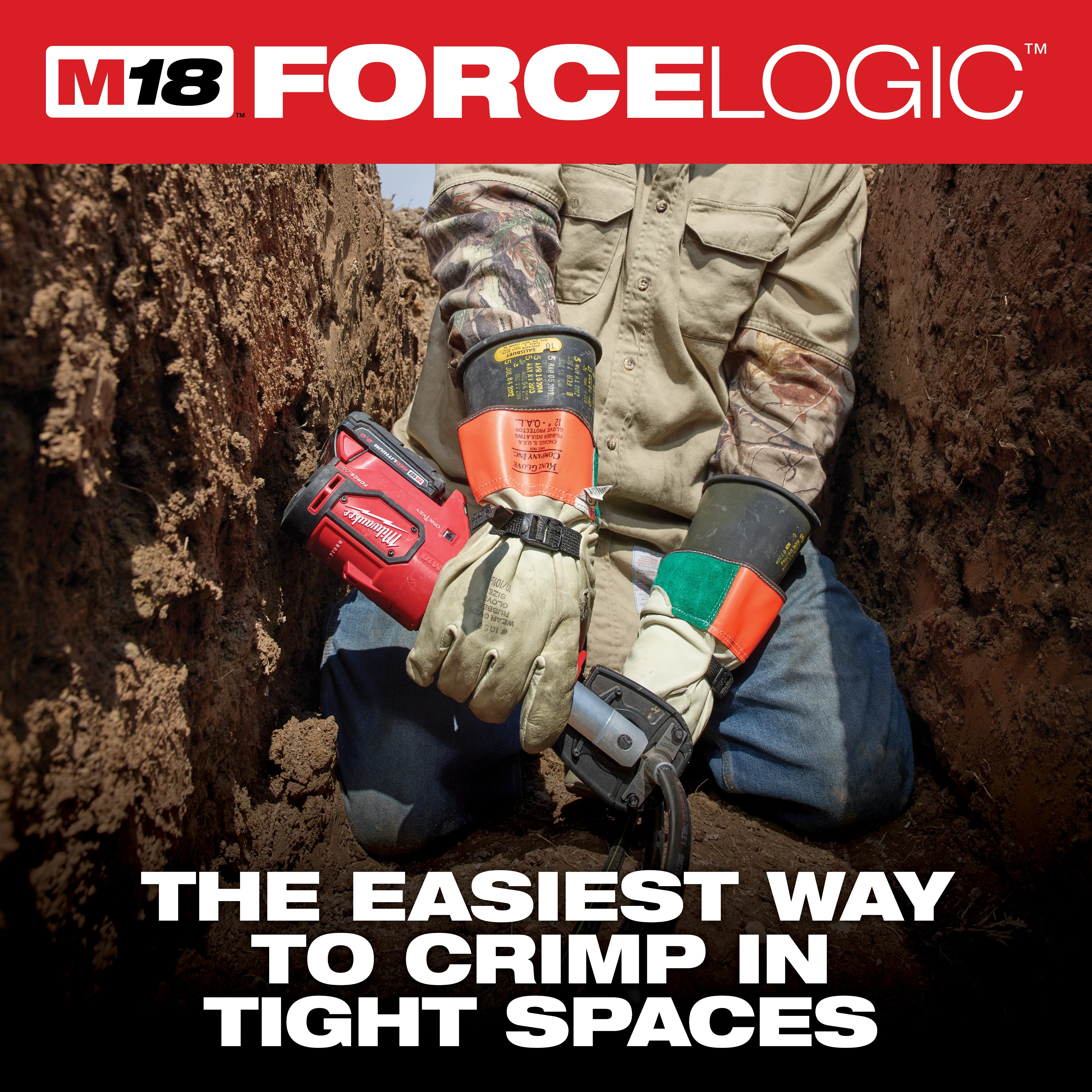 Milwaukee&reg; M18&trade; FORCE LOGIC&trade; 2678-22K Utility Crimping Kit With Kearney Groove, 6 ton Crimping, 18 V DC, Li-Ion Battery