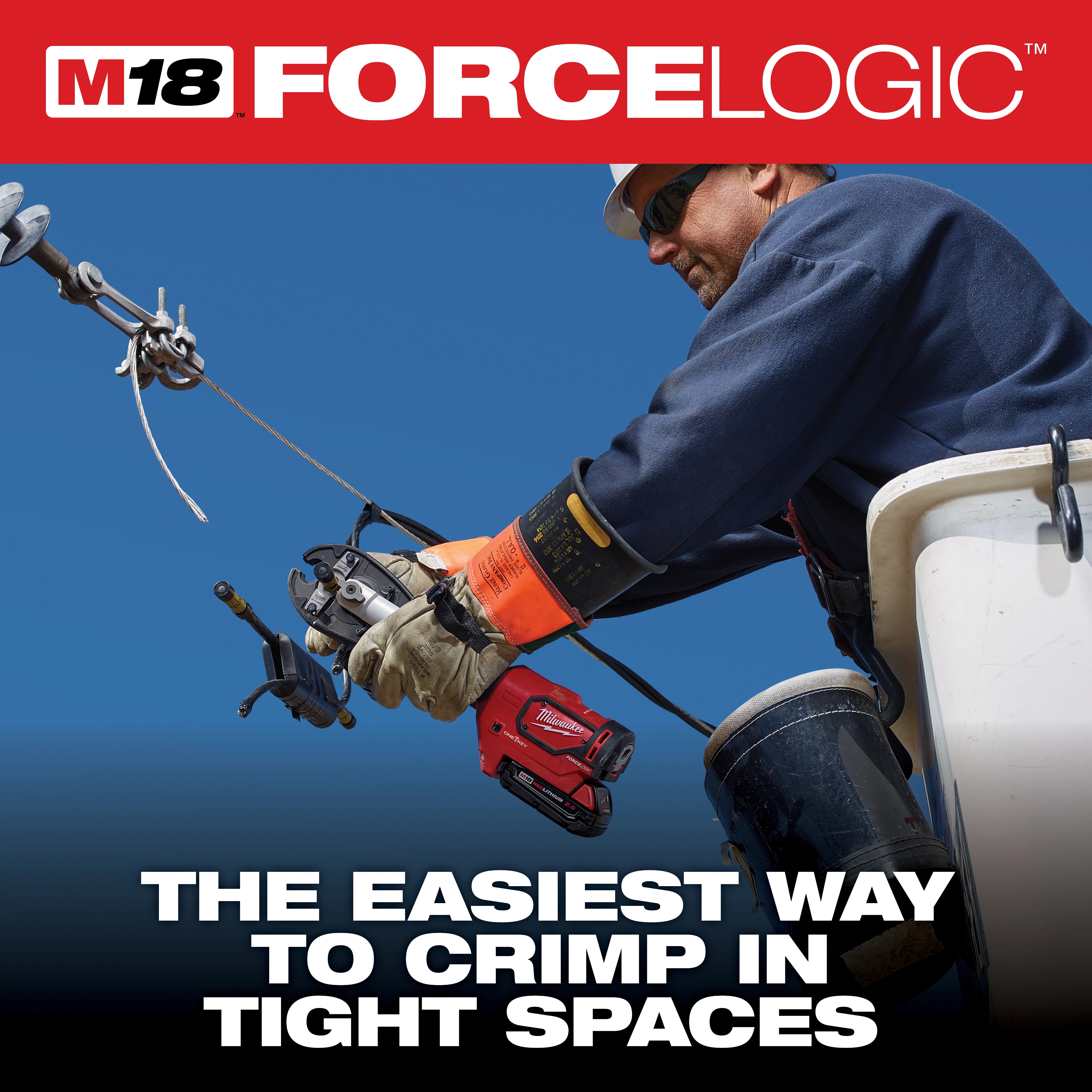 Milwaukee&reg; M18&trade; FORCE LOGIC&trade; 2678-22 Utility Crimping Kit With D3 Grooves Snub Nose, 6 ton Crimping, 18 V DC, Li-Ion Battery