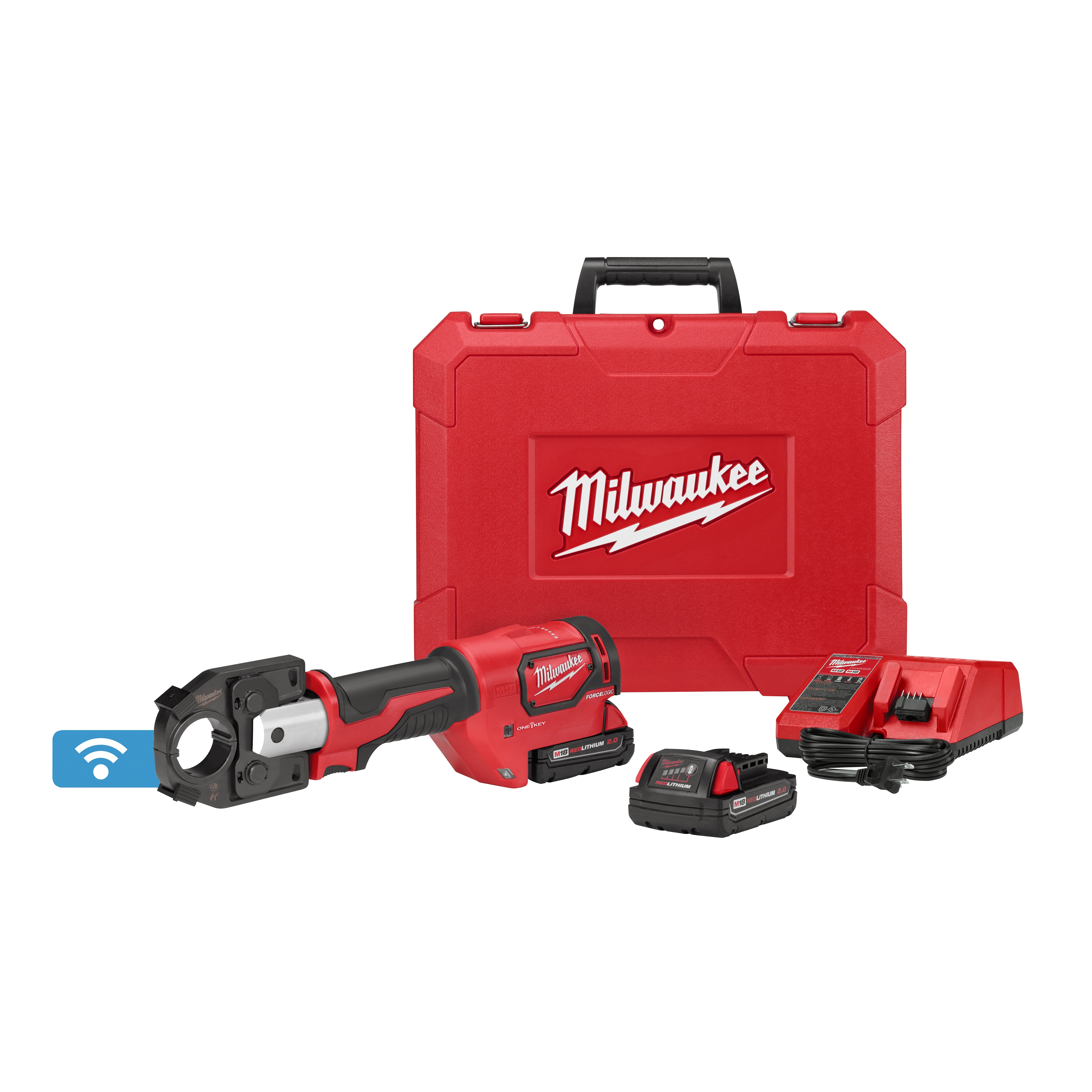 Milwaukee&reg; M18&trade; FORCE LOGIC&trade; 2877-22 Cordless Dieless Crimper Kit, 750 kcmil Crimping, 13000 lb Crimping, 18 V, Li-Ion Battery, 18.9 in OAL