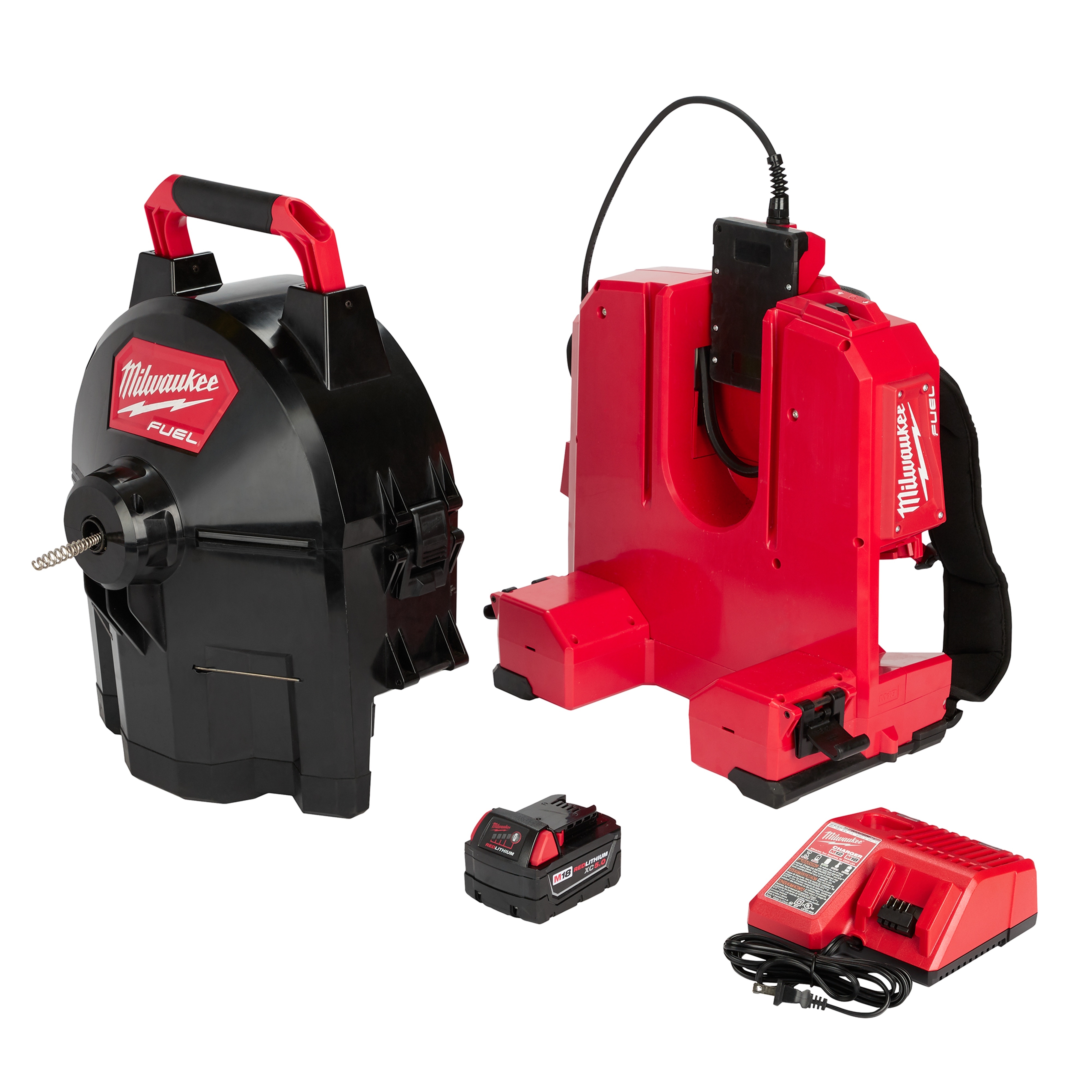 Milwaukee&reg; M18 FUEL&trade; 2775A-211 Kit Cordless Drain Gun Kit, 1-1/4 to 4 in Drain Line, 100 ft Max Run, 18 V DC, HDPE Drum Housing