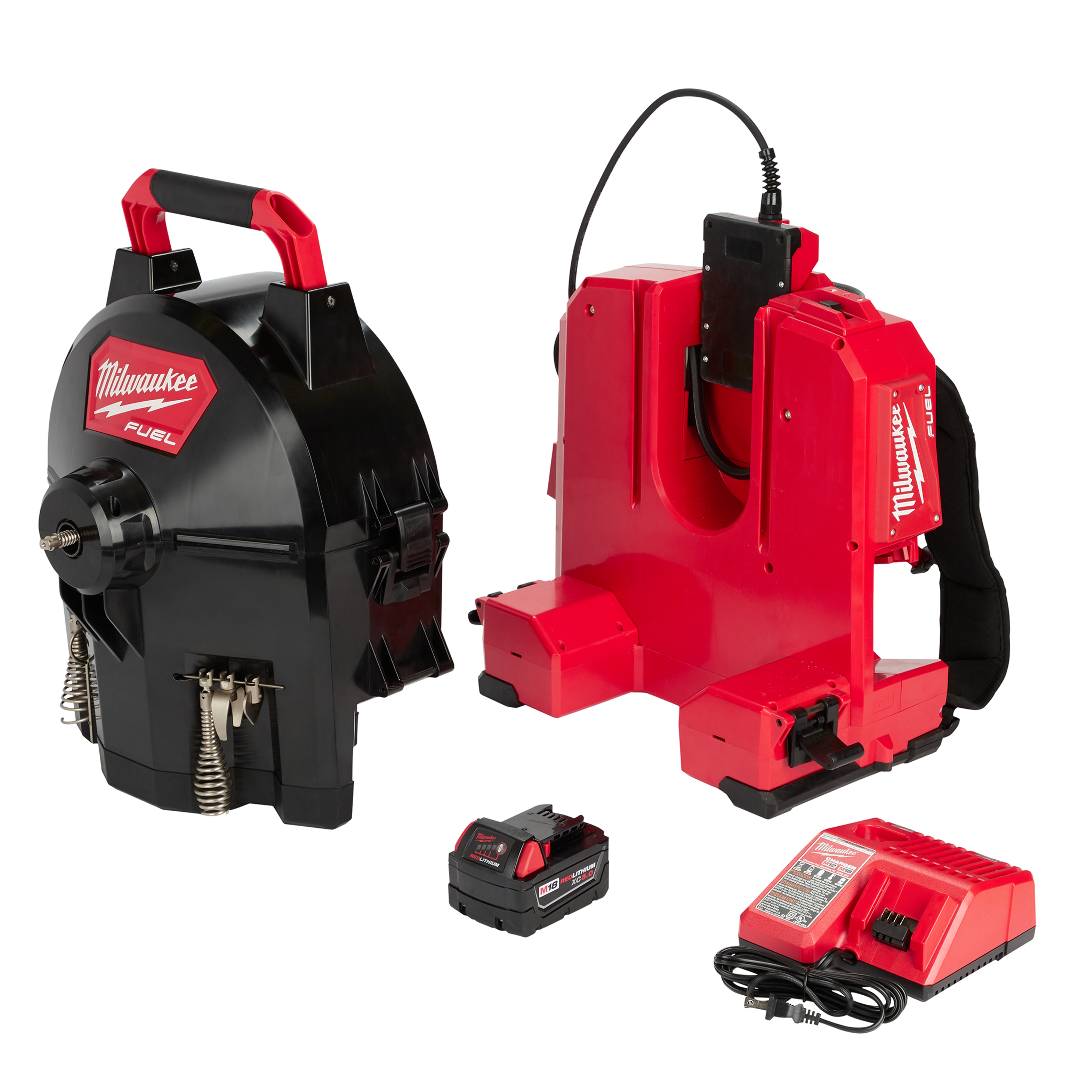 Milwaukee&reg; M18 FUEL&trade; 2775B-211 Kit Cordless Drain Gun Kit, 1-1/4 to 4 in Drain Line, 100 ft Max Run, 18 V DC, HDPE Drum Housing