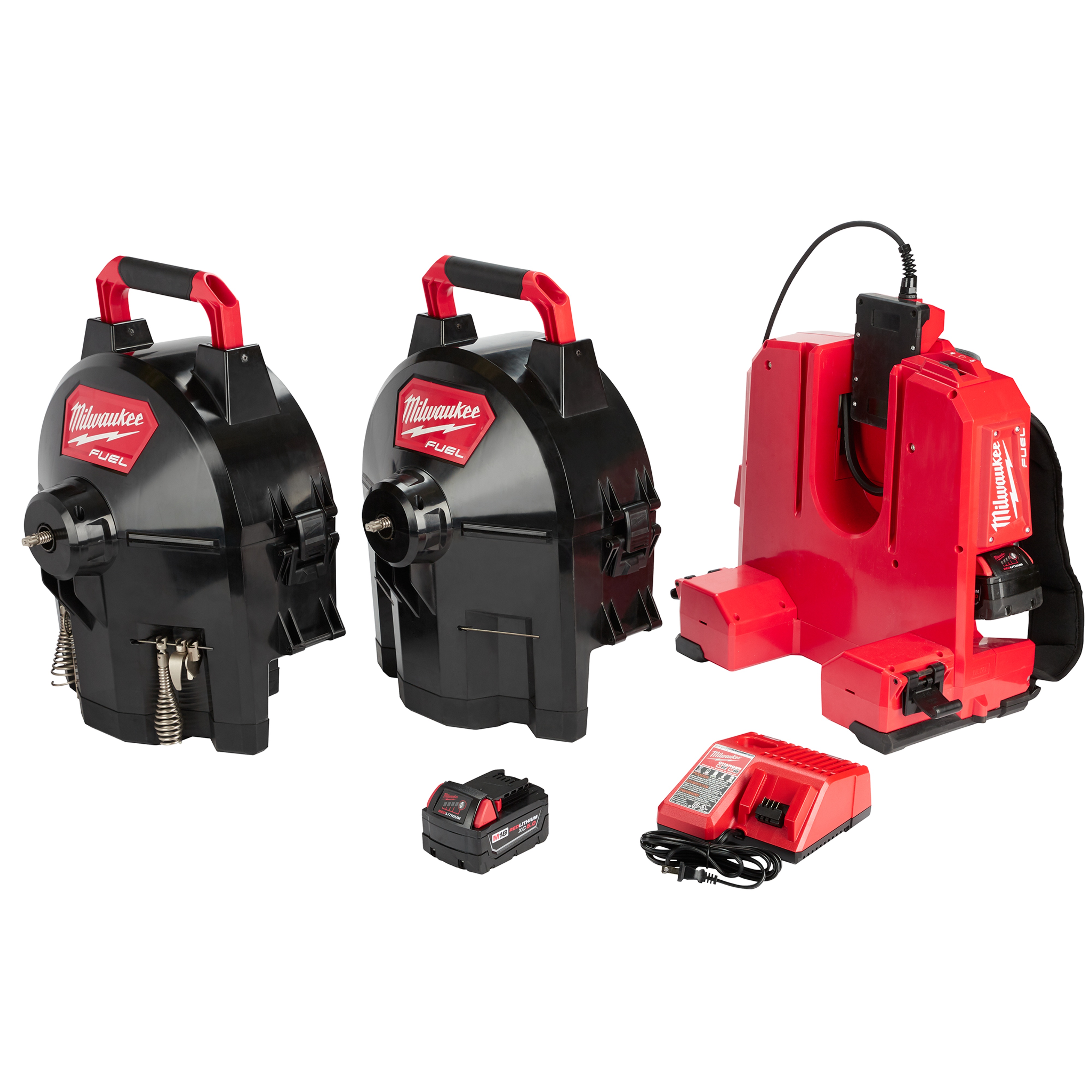Milwaukee&reg; M18 FUEL&trade; 2775C-222 Kit Cordless Drain Gun Kit, 1-1/4 to 4 in Drain Line, 100 ft Max Run, 18 V DC, HDPE Drum Housing