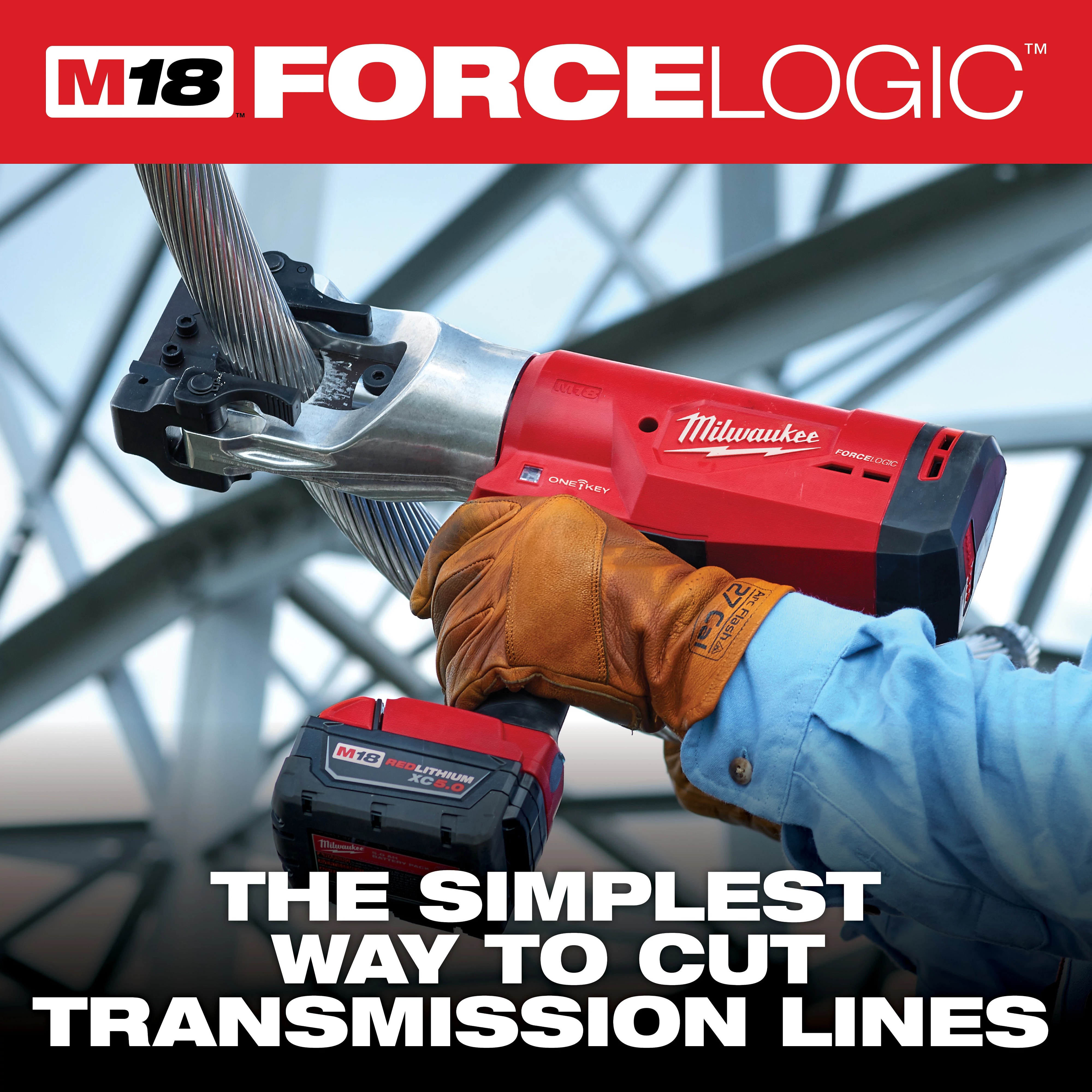Milwaukee&reg; M18&trade; 2777-21 Cordless Cable Cutter Kit, Up to 1590 Falcon ACSR Cutting, 18 V DC, 5 Ah Li-Ion Battery
