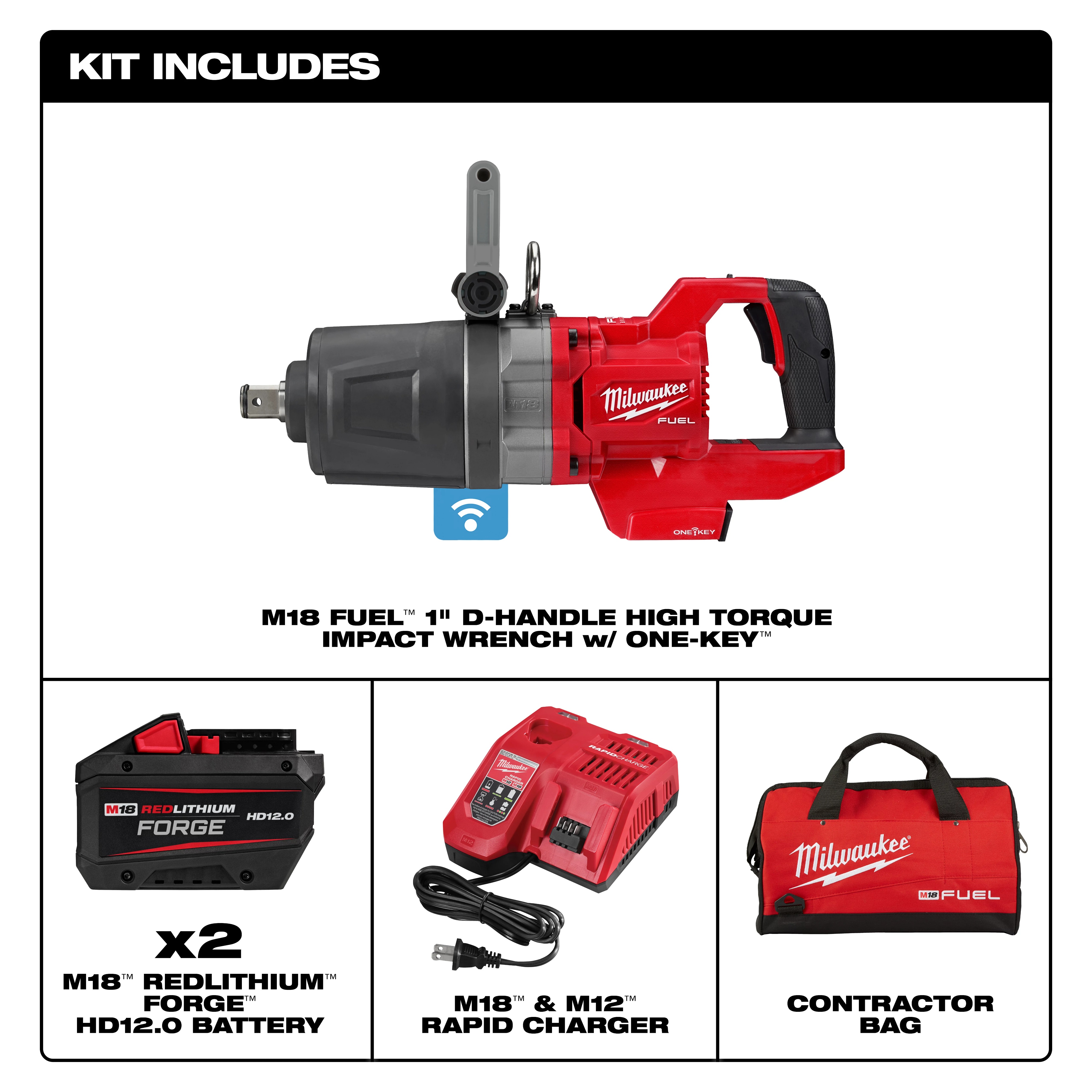 Milwaukee&reg; M18 FUEL&trade; 2868-22HD High Torque Impact Wrench With One-Key&trade; Kit, 1 in
