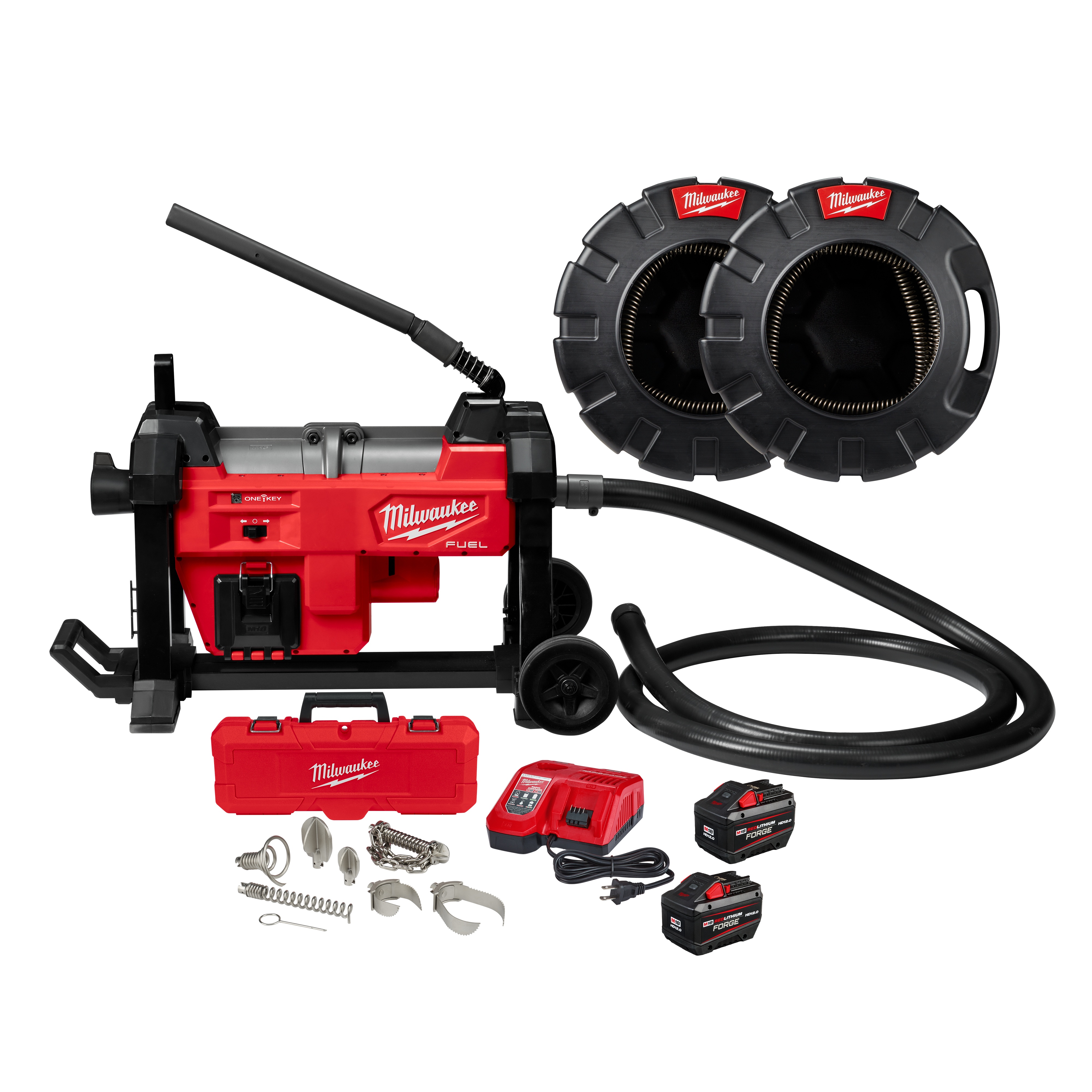 Milwaukee&reg; M18 FUEL&trade; 2871A-22 Sewer Sectional Machine, 1-1/4 in Drain Line, 200 ft Max Run, ABS/Steel Housing