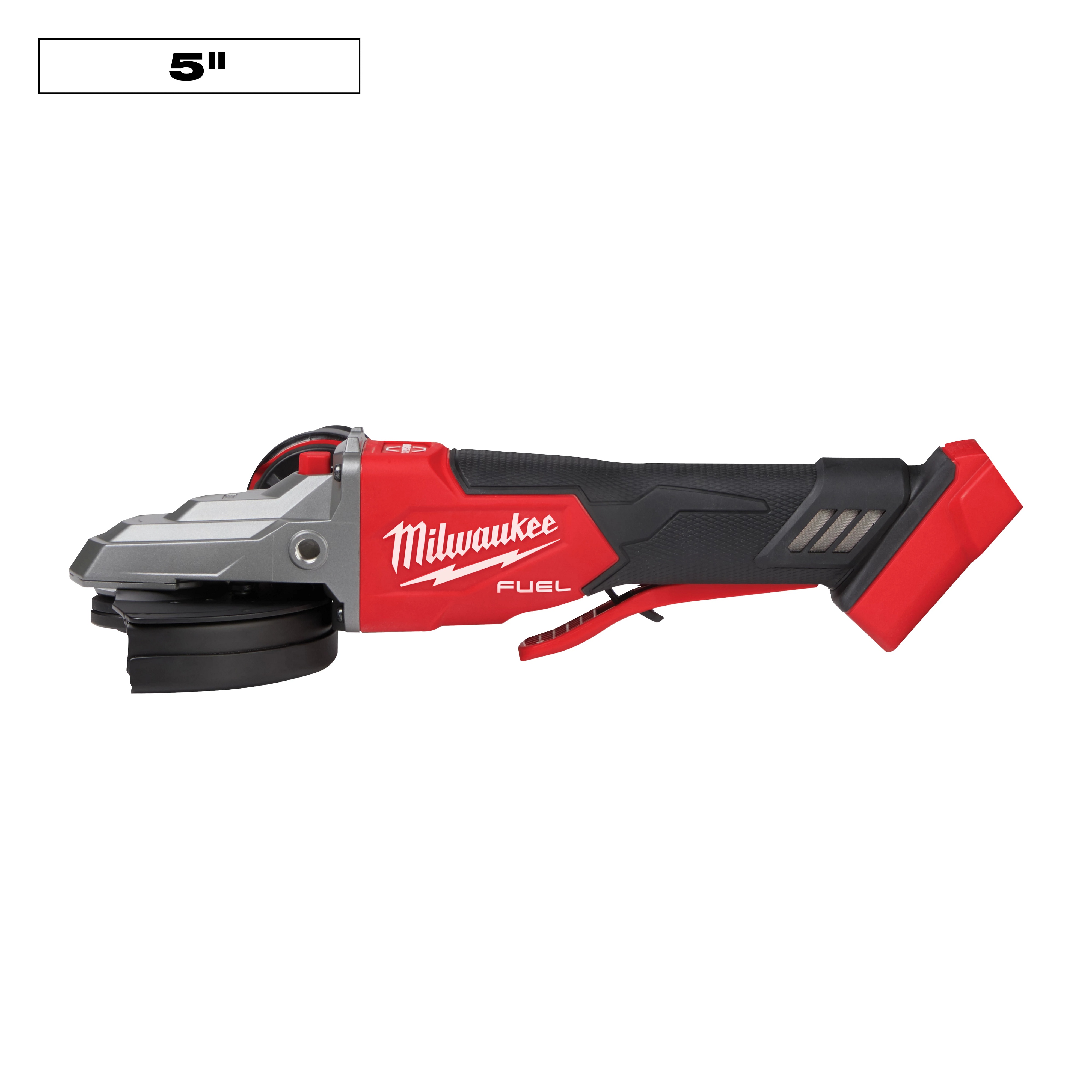 Milwaukee&reg; M18&trade; FUEL&trade; 2886-20 Angle Cordless Flathead Braking Grinder, 5 in Dia Wheel, 5/8-11 UNC Arbor/Shank, 18 V, Li-Ion Battery, Paddle Switch