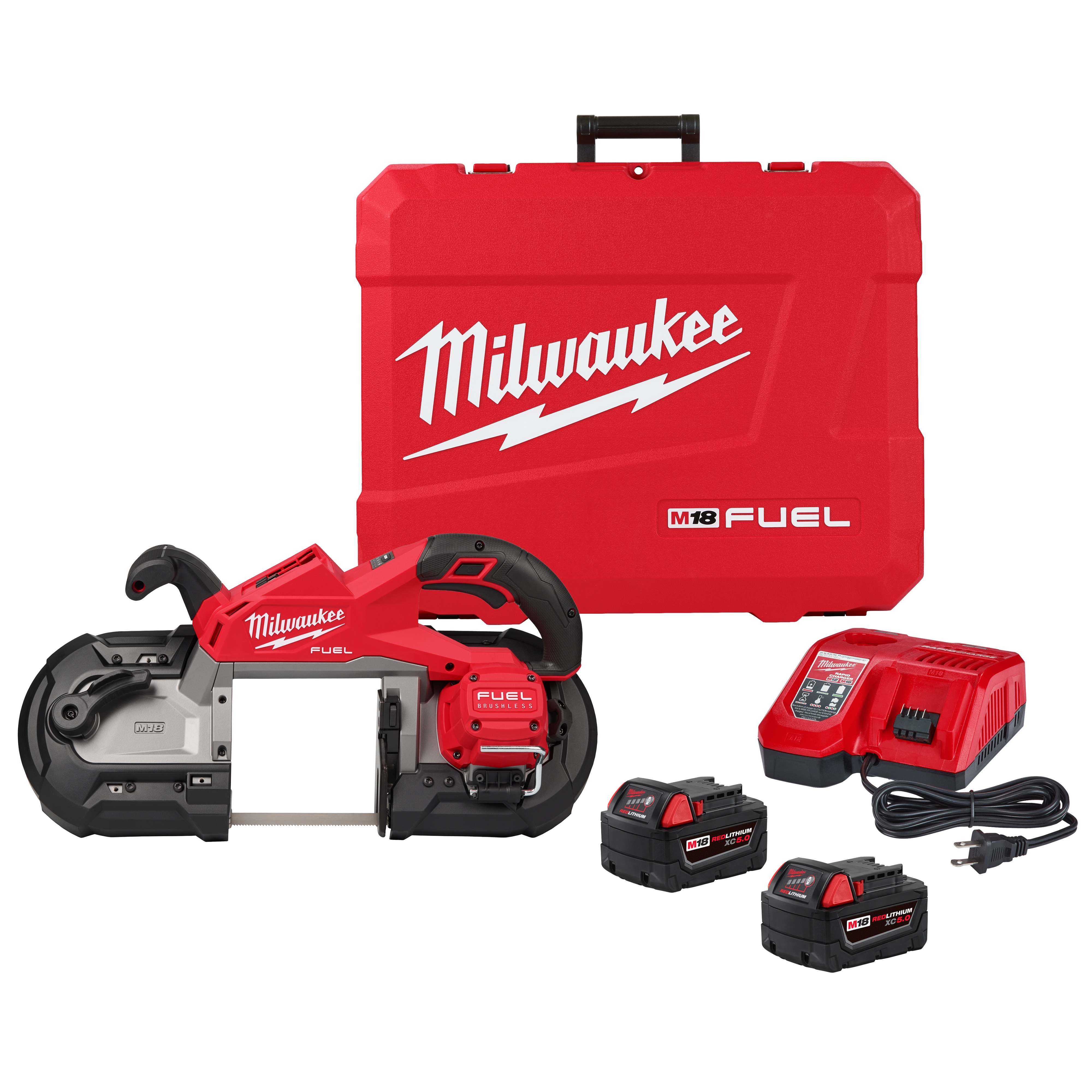 Milwaukee&reg; M18&trade; FUEL&trade; 2729-22 Cordless Band Saw Kit, 5 in Cutting, 44.875 in L x 0.5 in W x 0.02 in THK Blade, 18 V DC, 5 Ah Li-Ion Battery