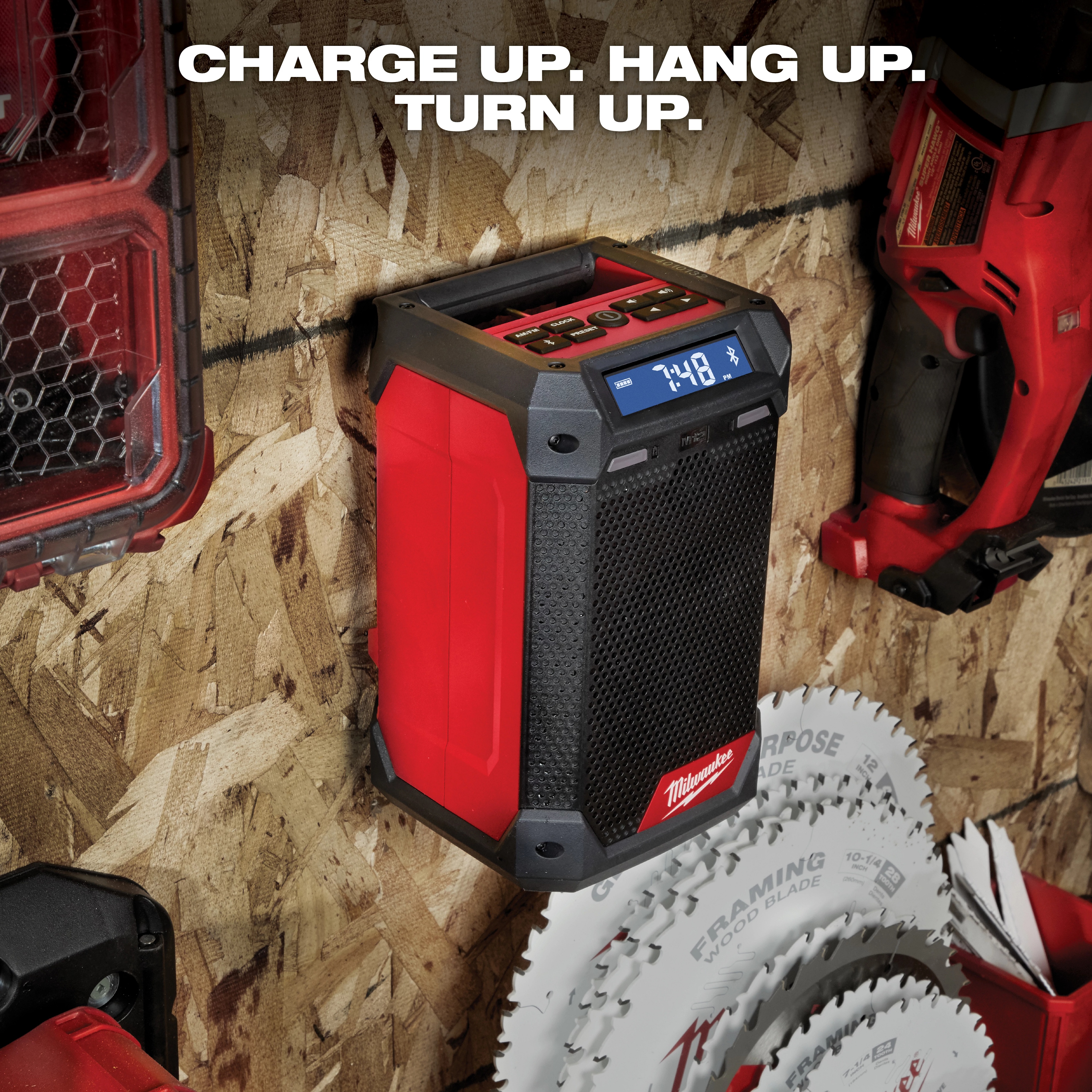 Milwaukee&reg; 2951-20 M12&trade; Cordless Reconditioned Weather-Resistant Jobsite Radio, 12 V, Li-Ion Battery