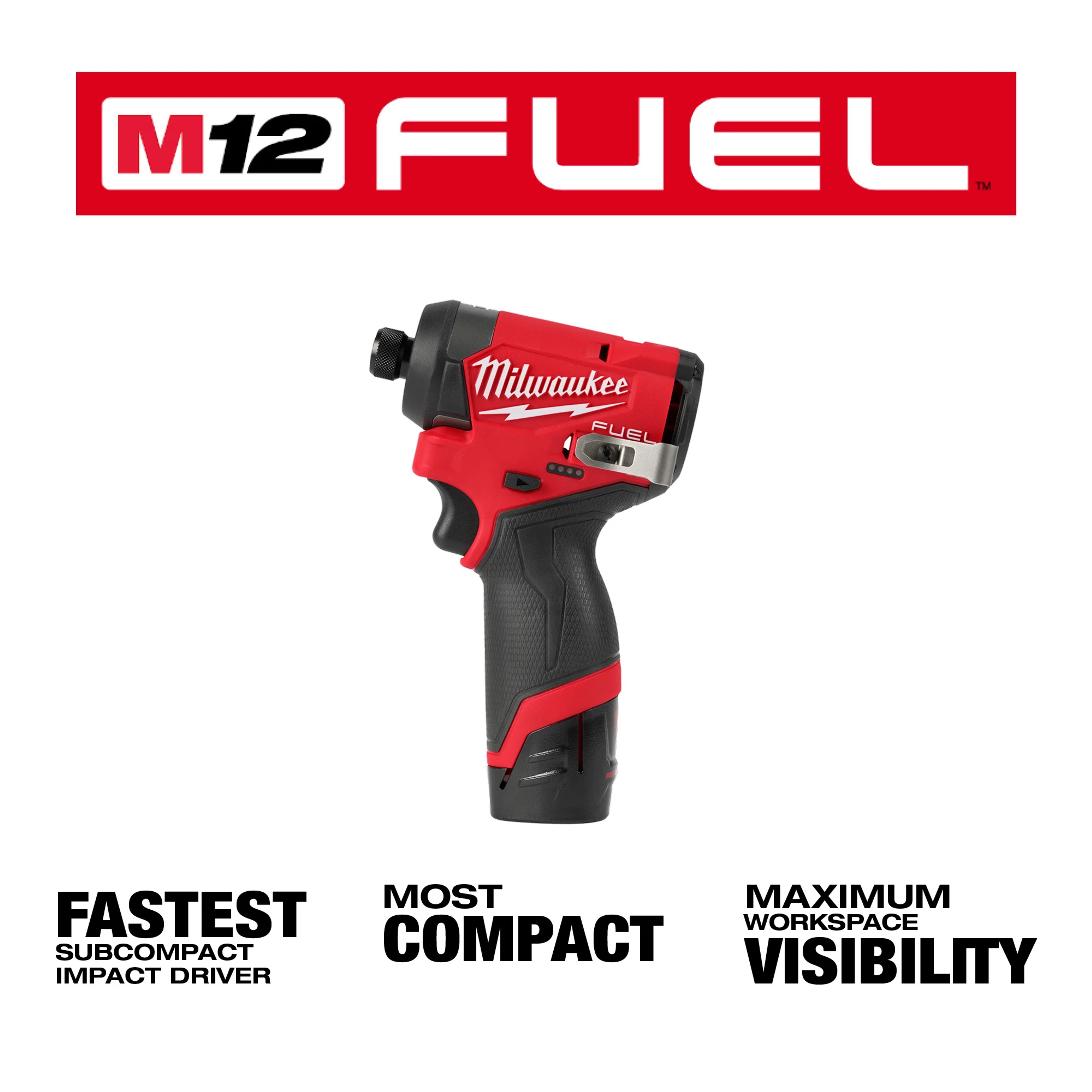 Milwaukee&reg; 3453-20 M12 Brushless Compact Impact Driver, 1/4 in Drive Hex Drive, 0 to 4000 ipm, 12 V