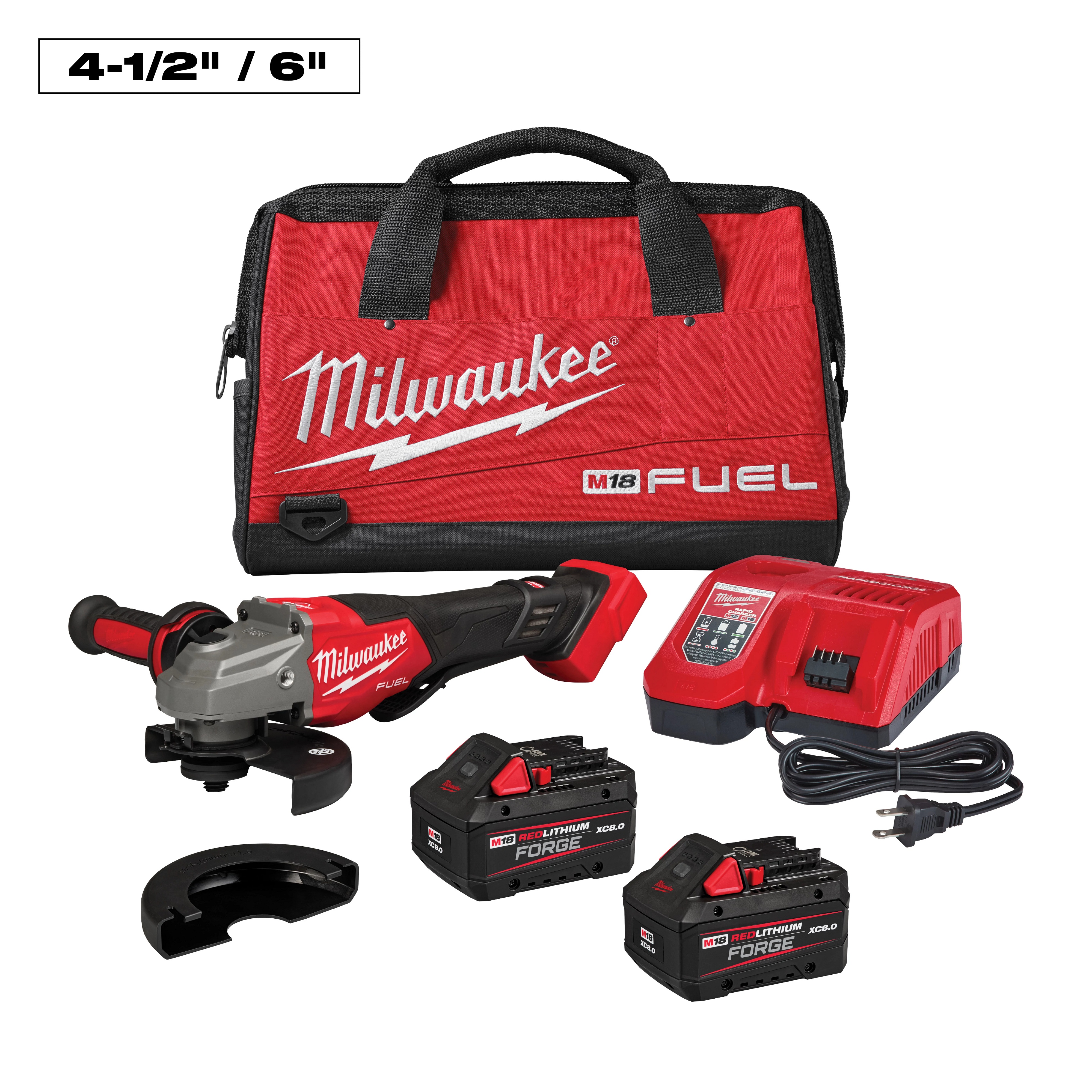 Milwaukee&reg; 3670-22 M18 FUEL&trade; Braking Small Grinder, 6 in Dia Wheel, 5/8-11 in Arbor/Shank, 18 V, Lithium Battery, 2 Batteries, Paddle Switch