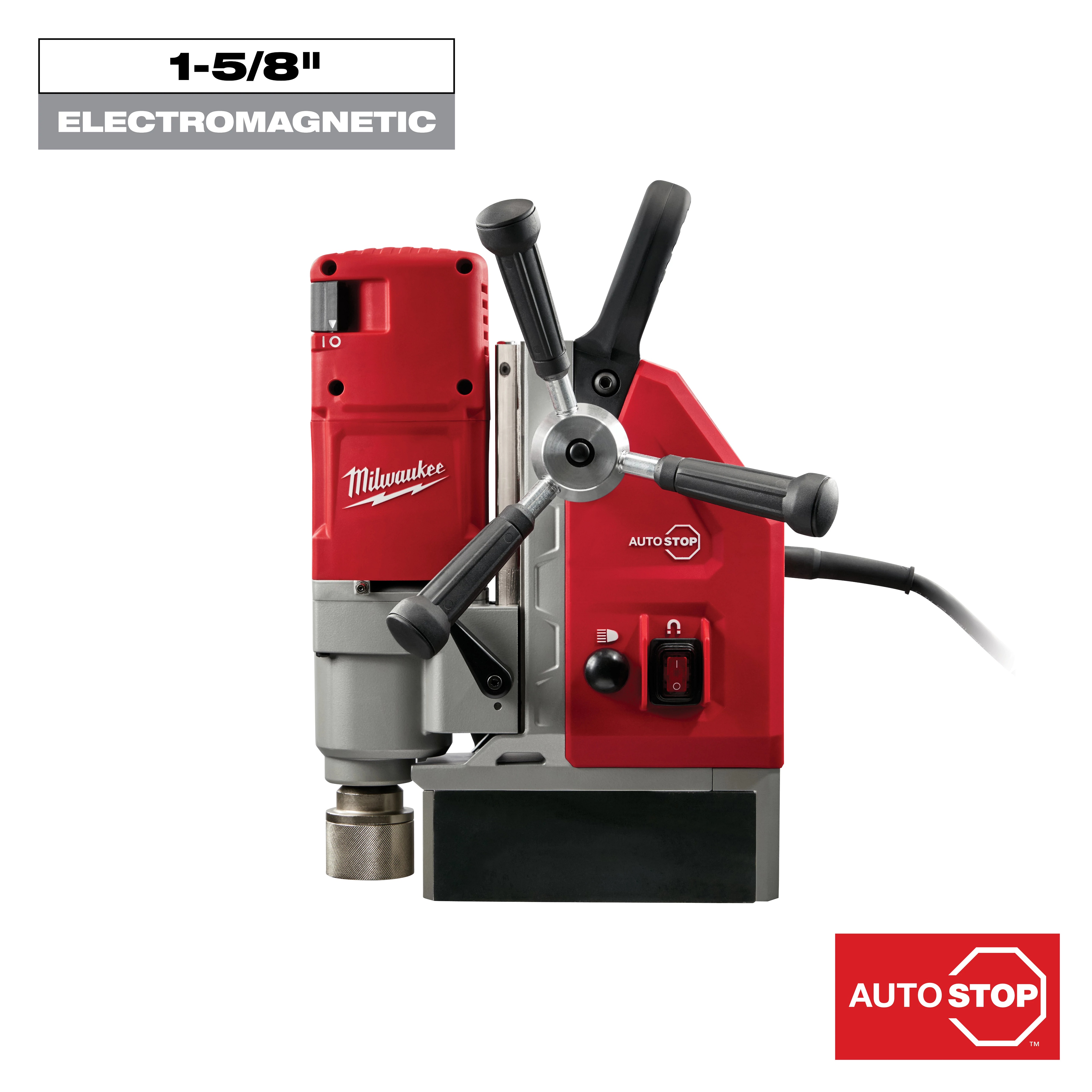 Milwaukee&reg; 4272-21 Compact Electromagnetic Drill Kit, 3/4 in Chuck, 2.3 hp, 1-1/4 in Drill to Center From Base, 475/730 rpm Spindle Speed, 120 V AC
