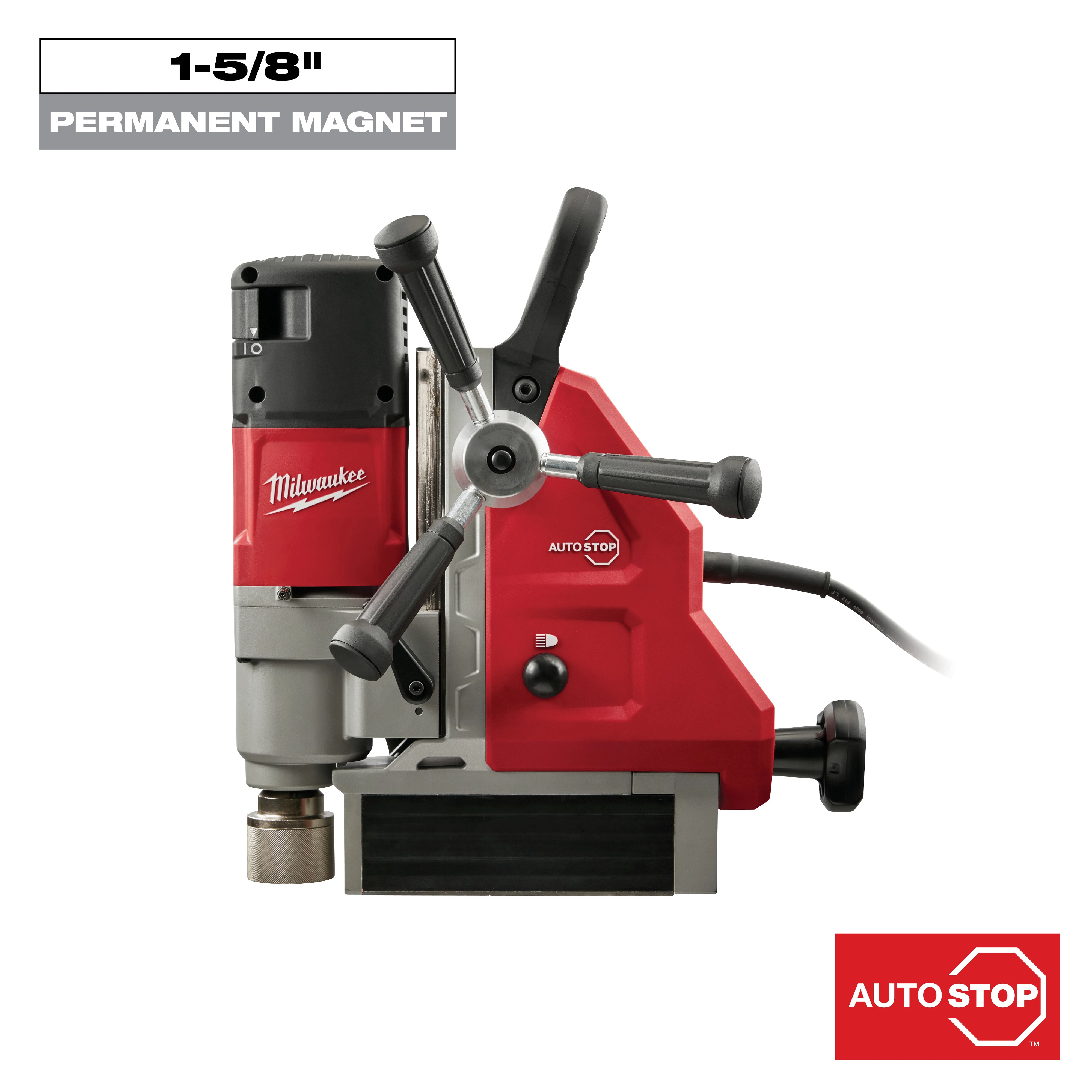 Milwaukee&reg; 4274-21 Permanent Magnetic Drill Kit, 3/4 in Chuck, 2.3 hp, 1-1/4 in Drill to Center From Base, 475/730 rpm Spindle Speed, 120 V AC