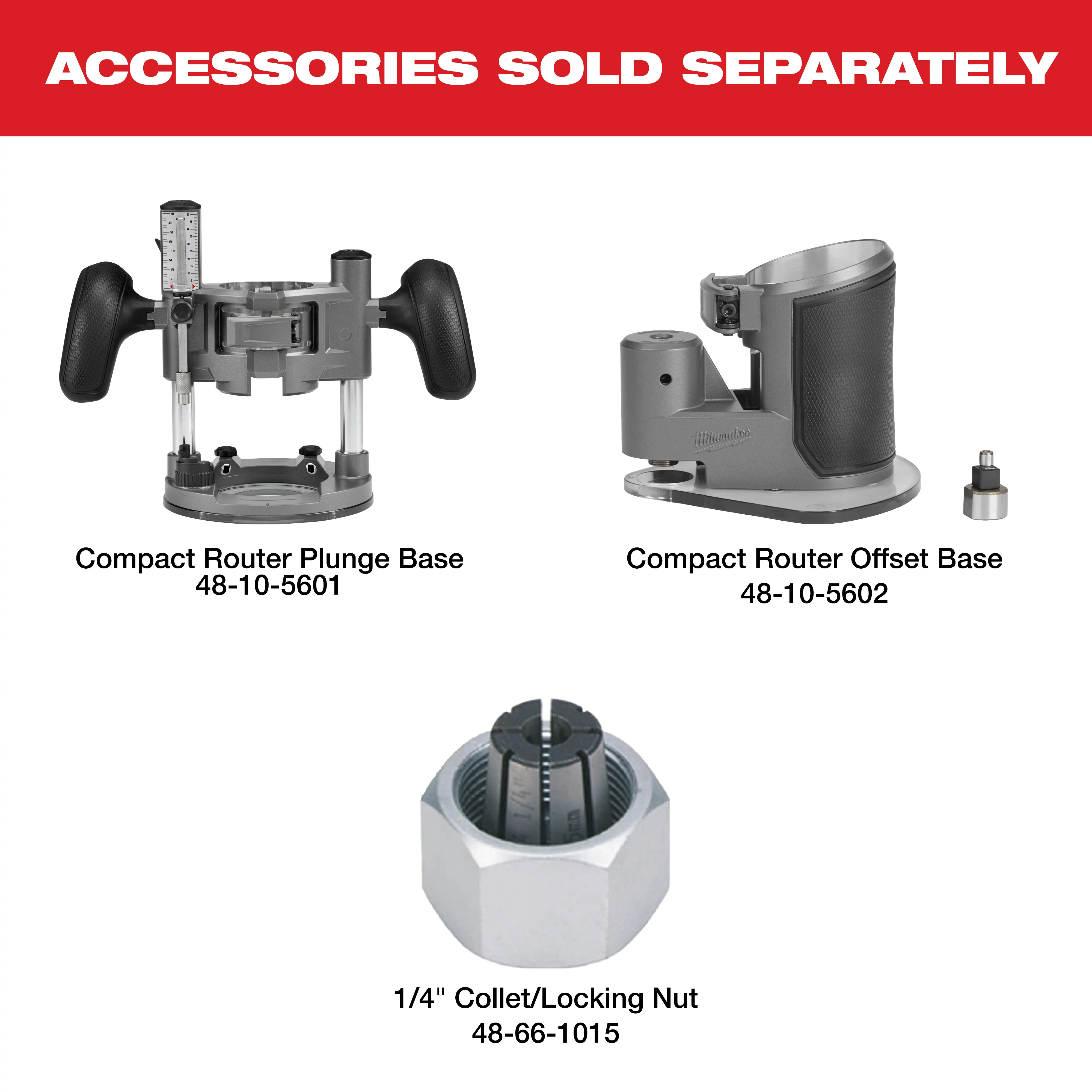 Milwaukee&reg; 48-10-5601 Plunge Base, For Use With M18&trade; FUEL&trade; 2723-20 Compact Router and M18&trade; FUEL&trade; 5-3/4 in Template Guide Sub-Base Plate, 1/8 in Increment