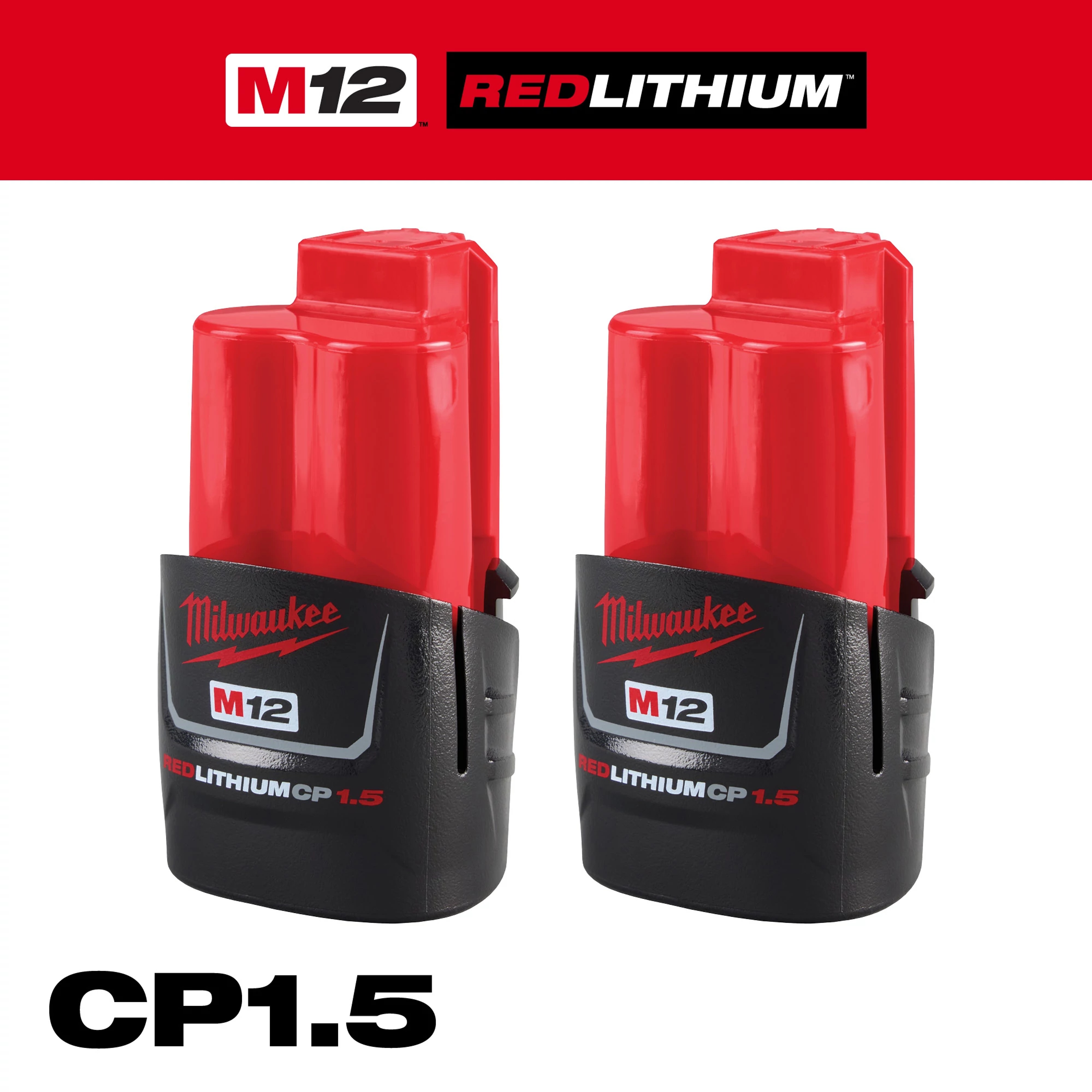 Milwaukee&reg; M12&trade; 48-11-2411 Compact Rechargeable Cordless Battery Pack, 1.5 Ah Li-Ion Battery, 12 V DC Charge, For Use With M12&trade; Cordless Power Tool