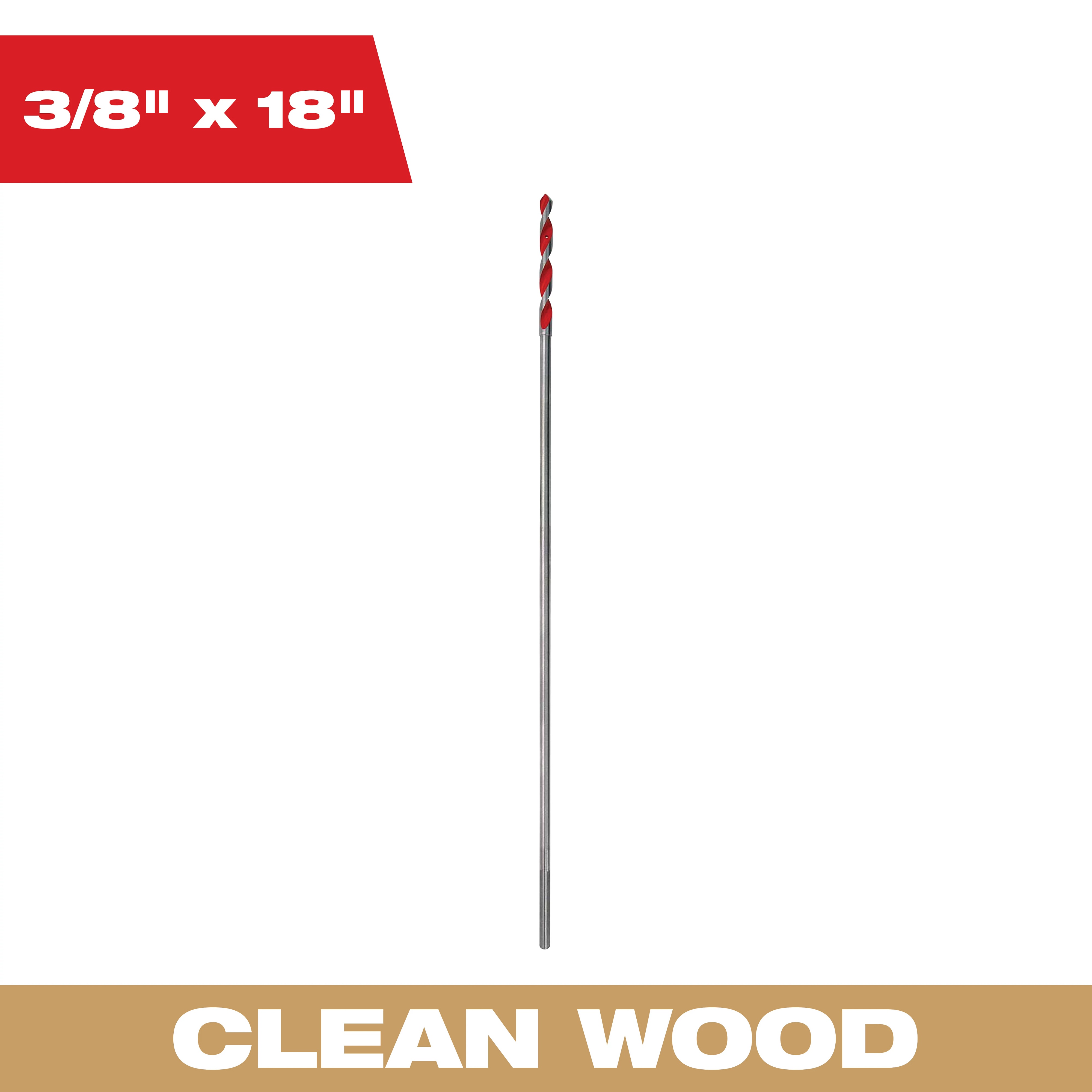 Milwaukee&reg; 48-13-7237 Extra Length General Purpose Heavy Duty Bellhanger Bit, 3/8 in Dia, 18 in OAL, 3/8 in Shank, Bright