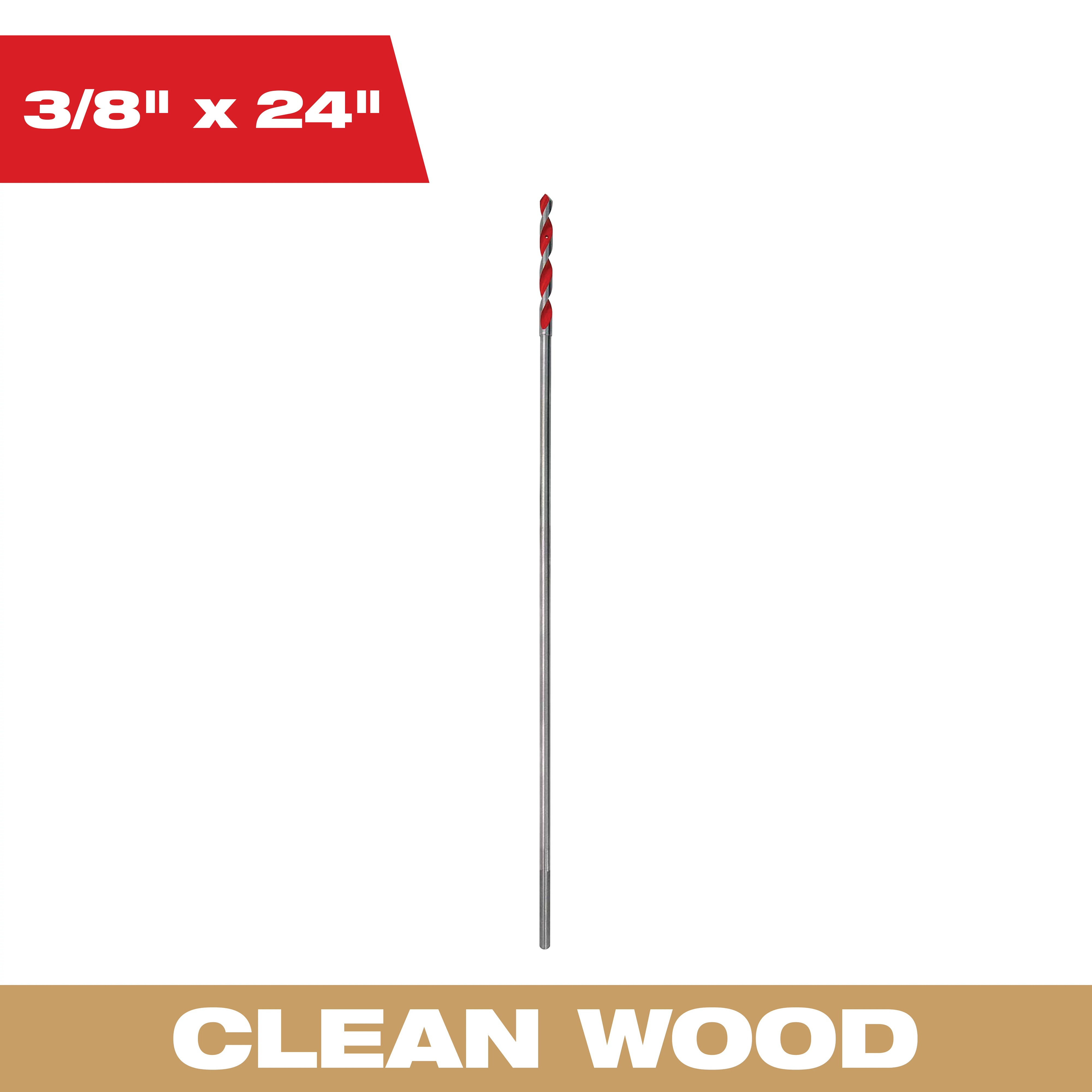 Milwaukee&reg; 48-13-7337 Extra Length General Purpose Heavy Duty Bellhanger Bit, 3/8 in Dia, 24 in OAL, 3/8 in Shank, Bright