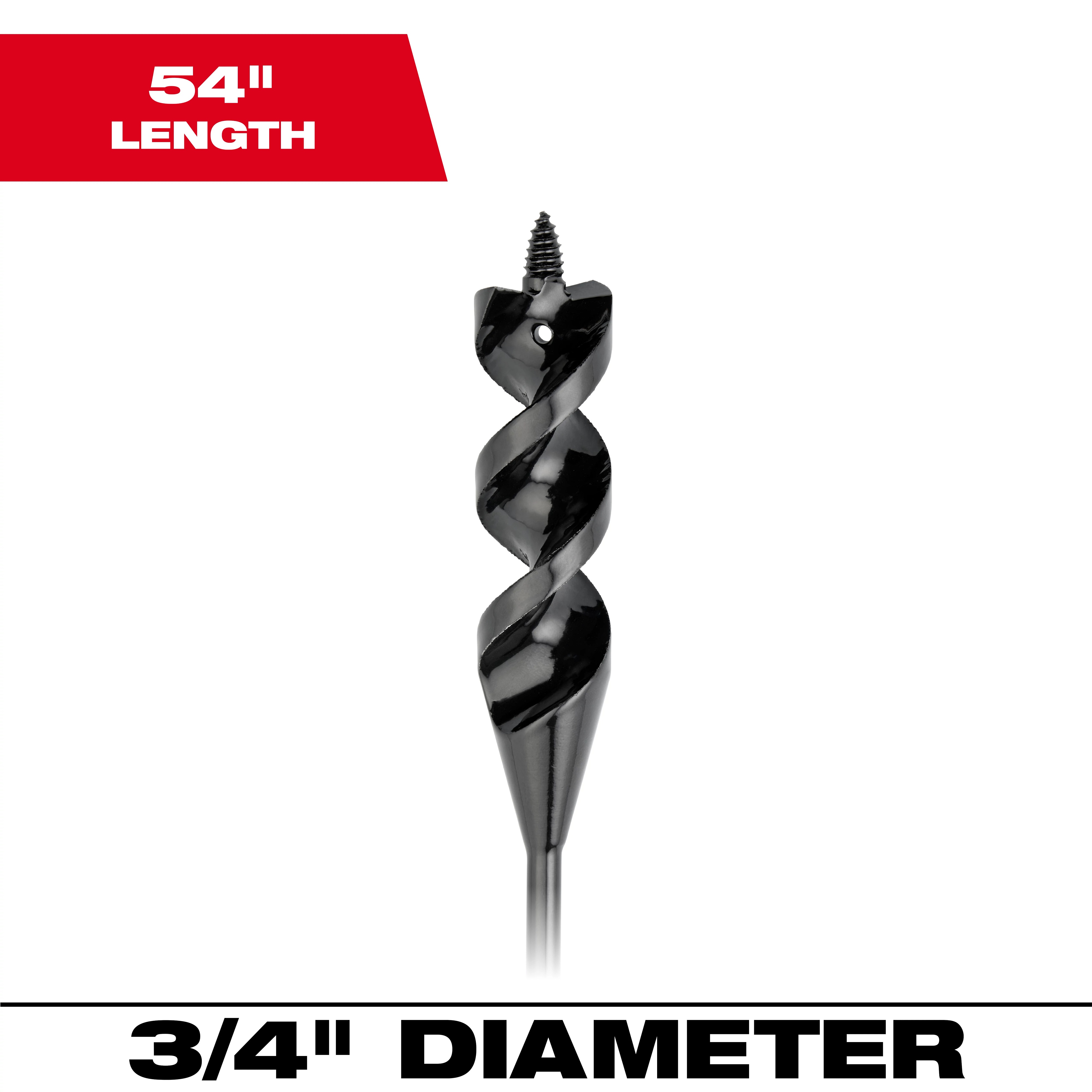Milwaukee&reg; 48-13-8275 Heavy Duty Cable Bit, 3/4 in Dia, 54 in OAL, 3/16 in Shank, Screw Point, Bright