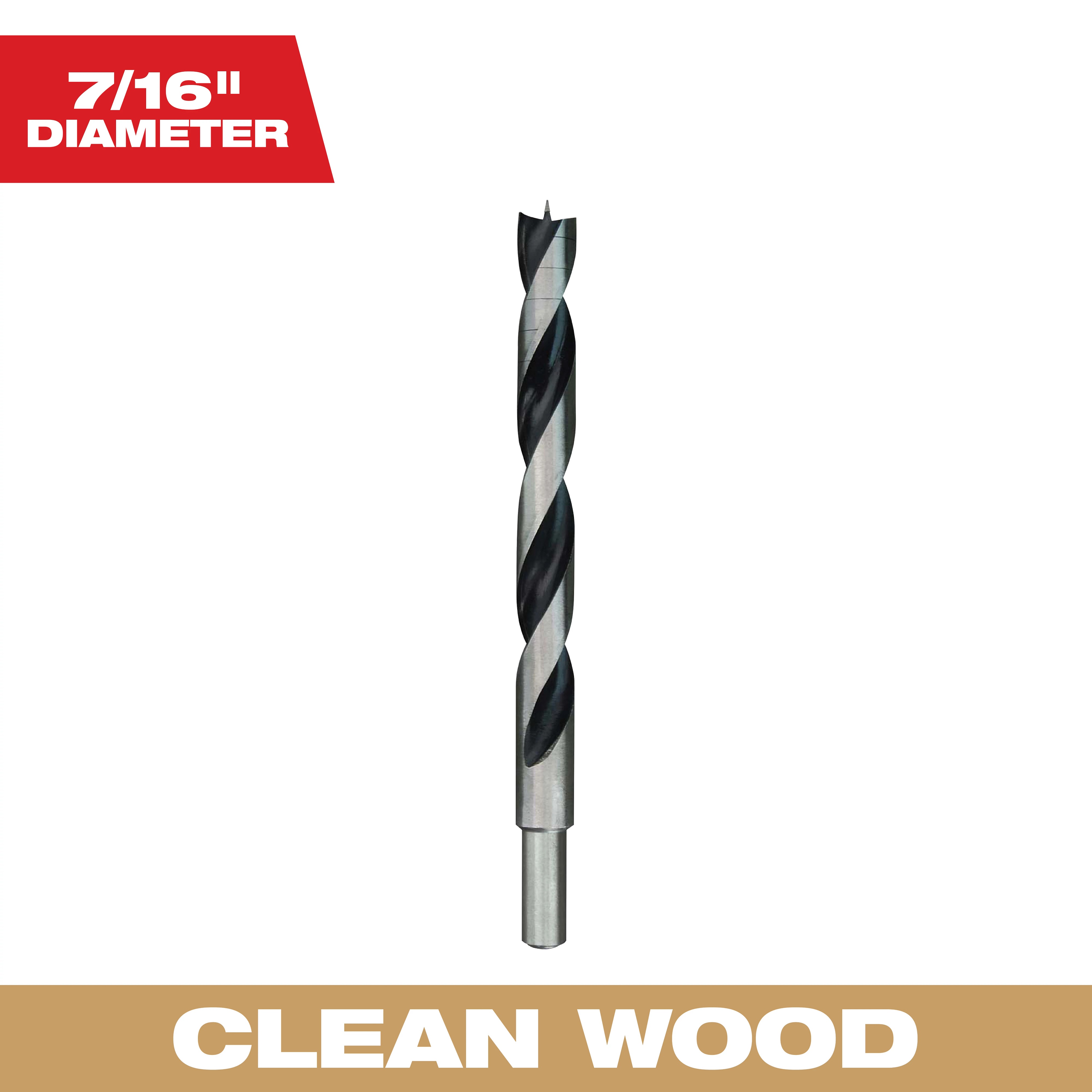Milwaukee&reg; 48-15-0437 Brad Point Bit, 7/16 in Dia, 5-1/2 in OAL, 3/8 in Shank