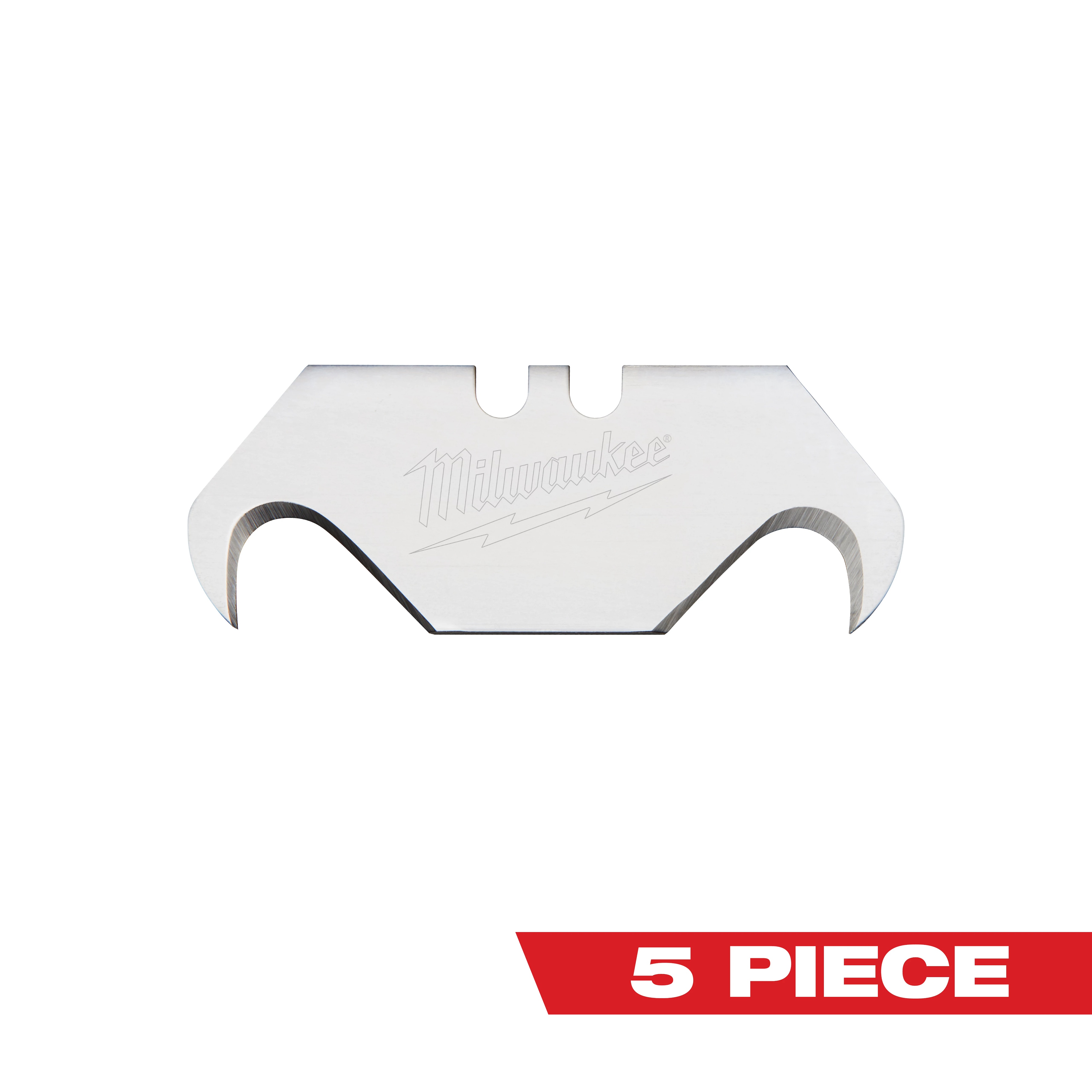 Milwaukee&reg; 48-22-1932 5-Piece Double Ended Utility Knife Blade, Micro Carbide Metal, Hook, Sharp Point, 1-7/8 in L x 3/4 in W Blade, Compatible With: Milwaukee&reg; Most Standard Utility Knives, 0.025 in THK