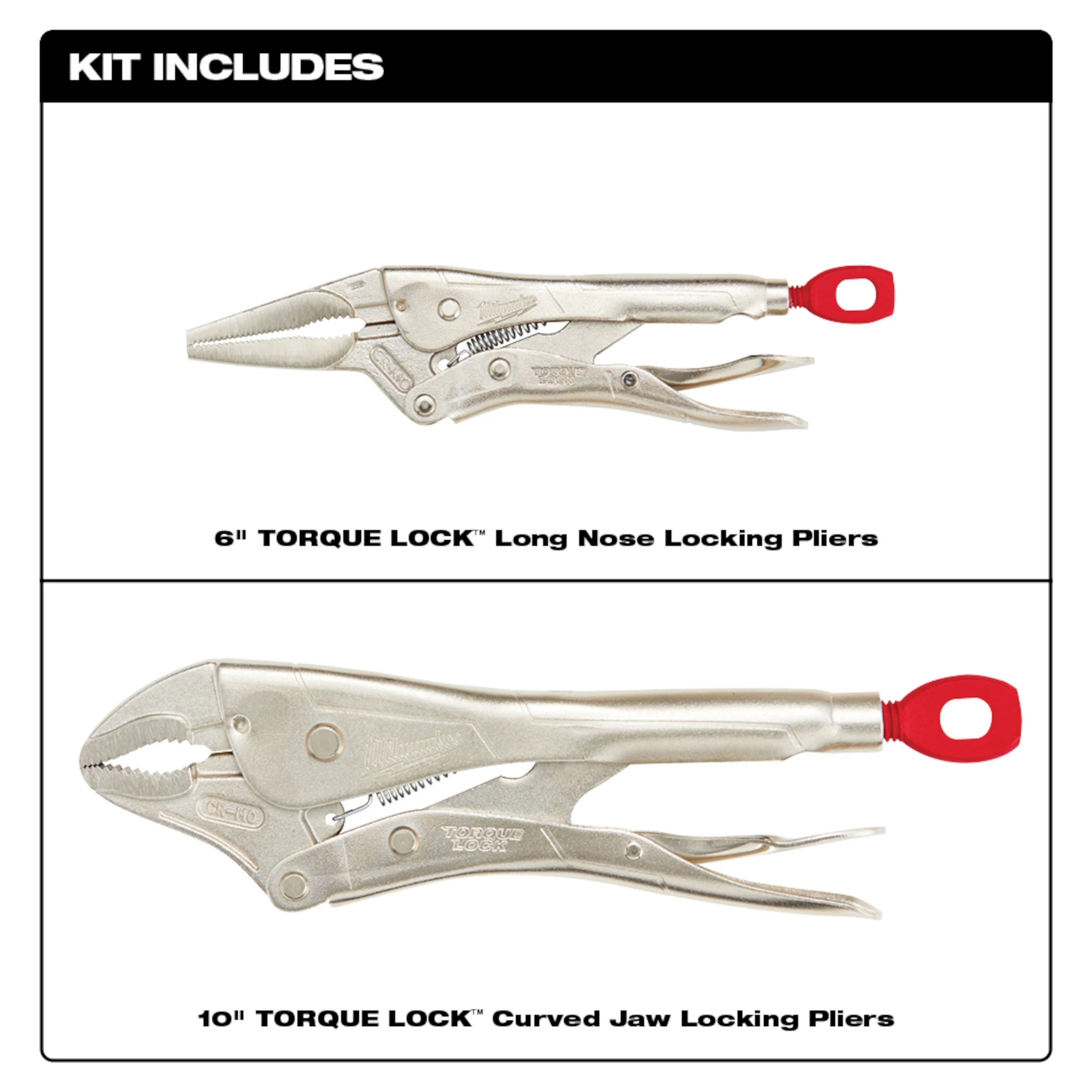 Milwaukee&reg; TORQUE LOCK&trade; 48-22-3602 Plier Set, Locking, 2 Pieces, ASME Specified