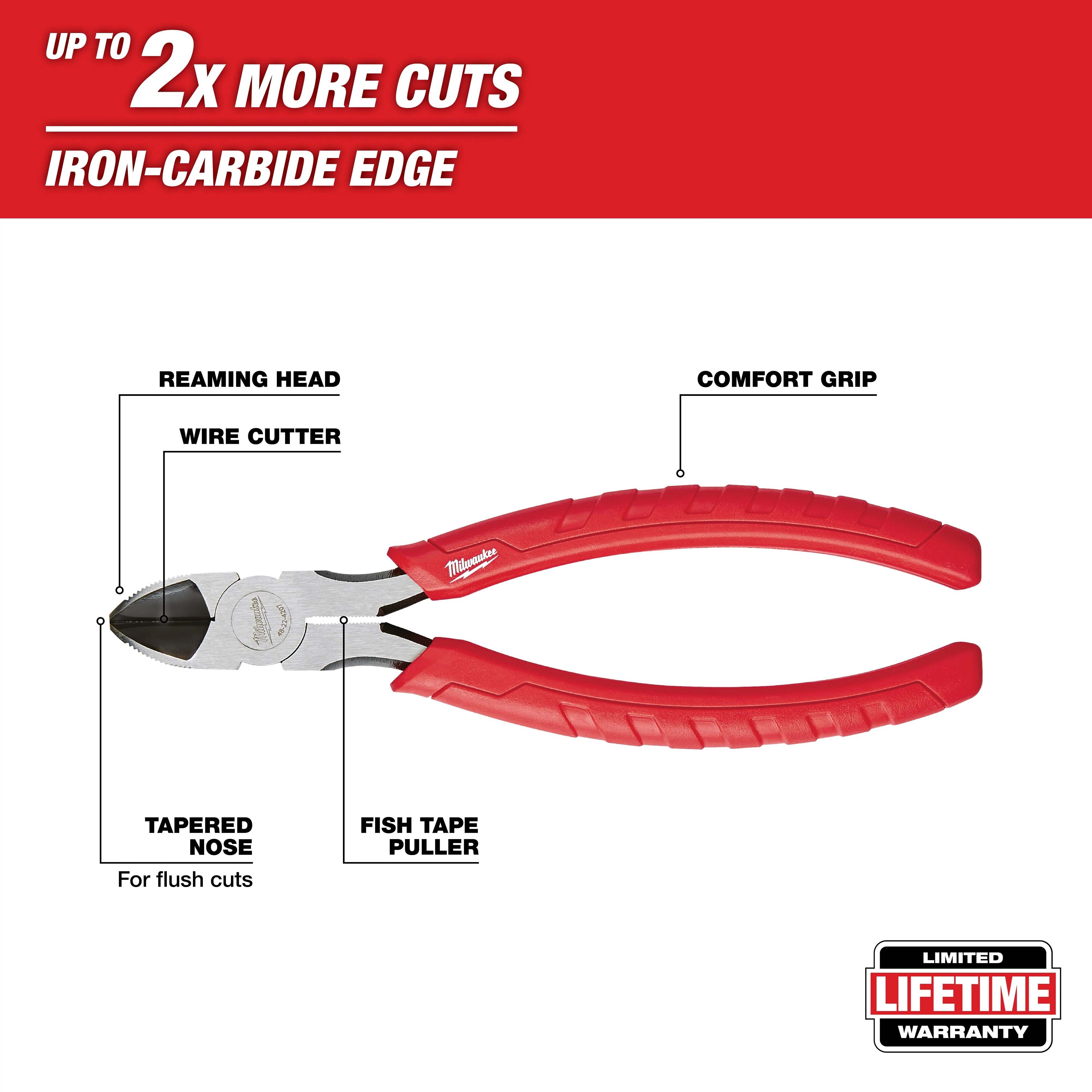 Milwaukee&reg; 48-22-6107 Gen II Diagonal Cutting Plier, 1.13 in, 11/32 in Wire Nominal, 0.88 in L x 0.453 in W Jaw Steel Jaw Tapered Jaw, 7 in OAL, Flush Cut