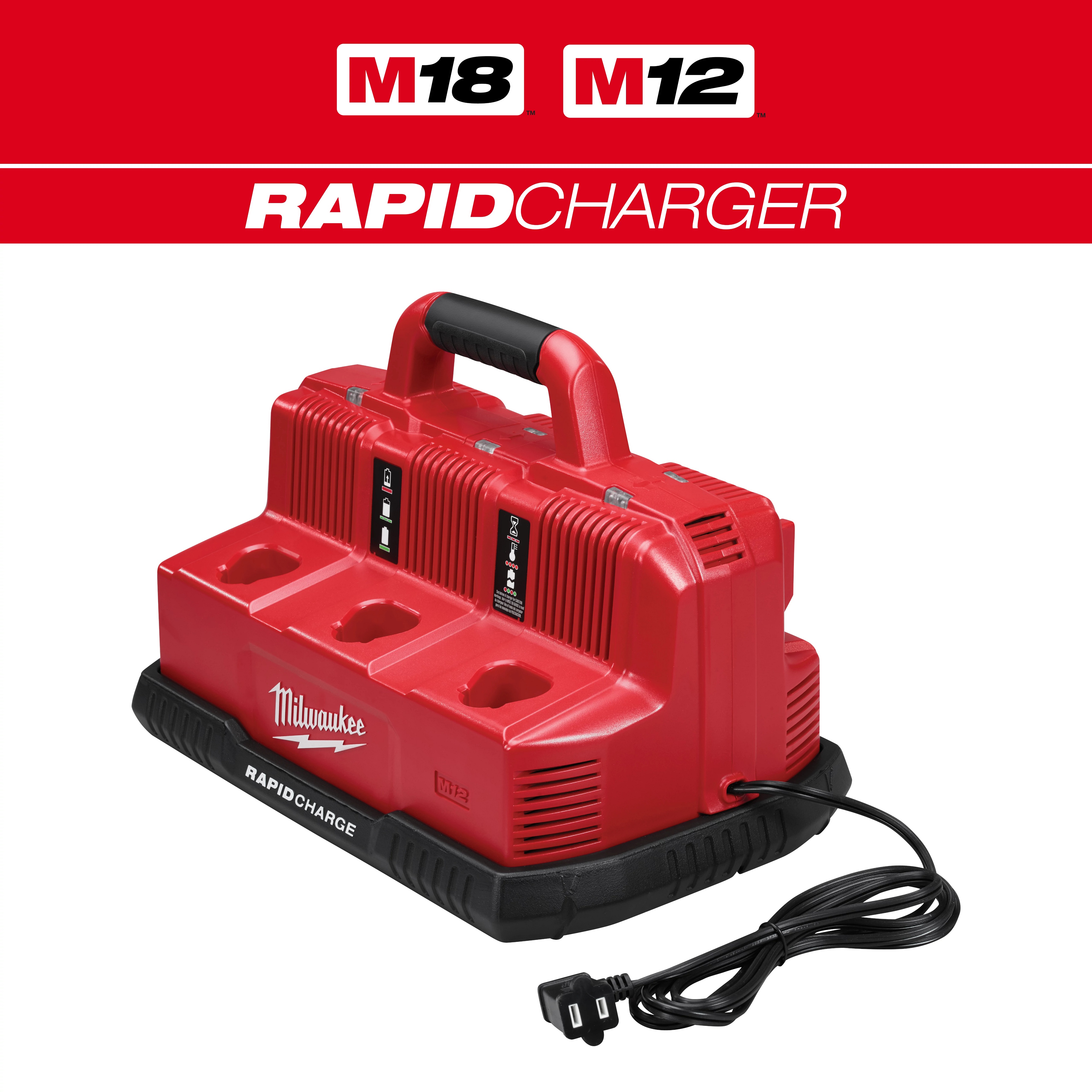 Milwaukee&reg; M18&trade; M12&trade; 48-59-1807 Rapid Charge Station, For Use With M12&trade; and M18&trade; Battery, Li-Ion Battery, 1 hr Charging, 6 Batteries