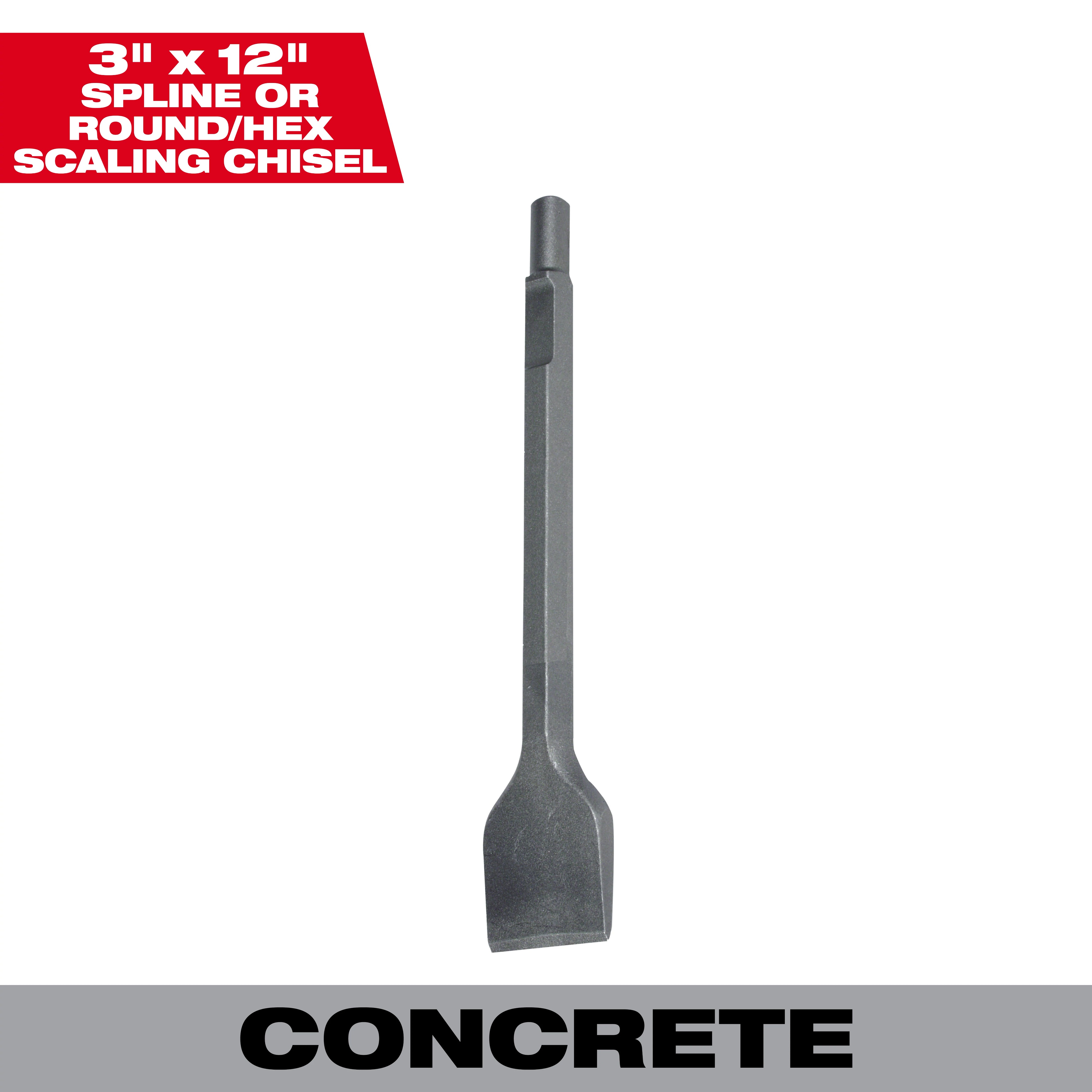 Milwaukee&reg; 48-62-2055 Scaling Chisel, 3/4 in, 21/32 in Hex/Round/Spline Shank, 3 in W Blade, 12 in OAL