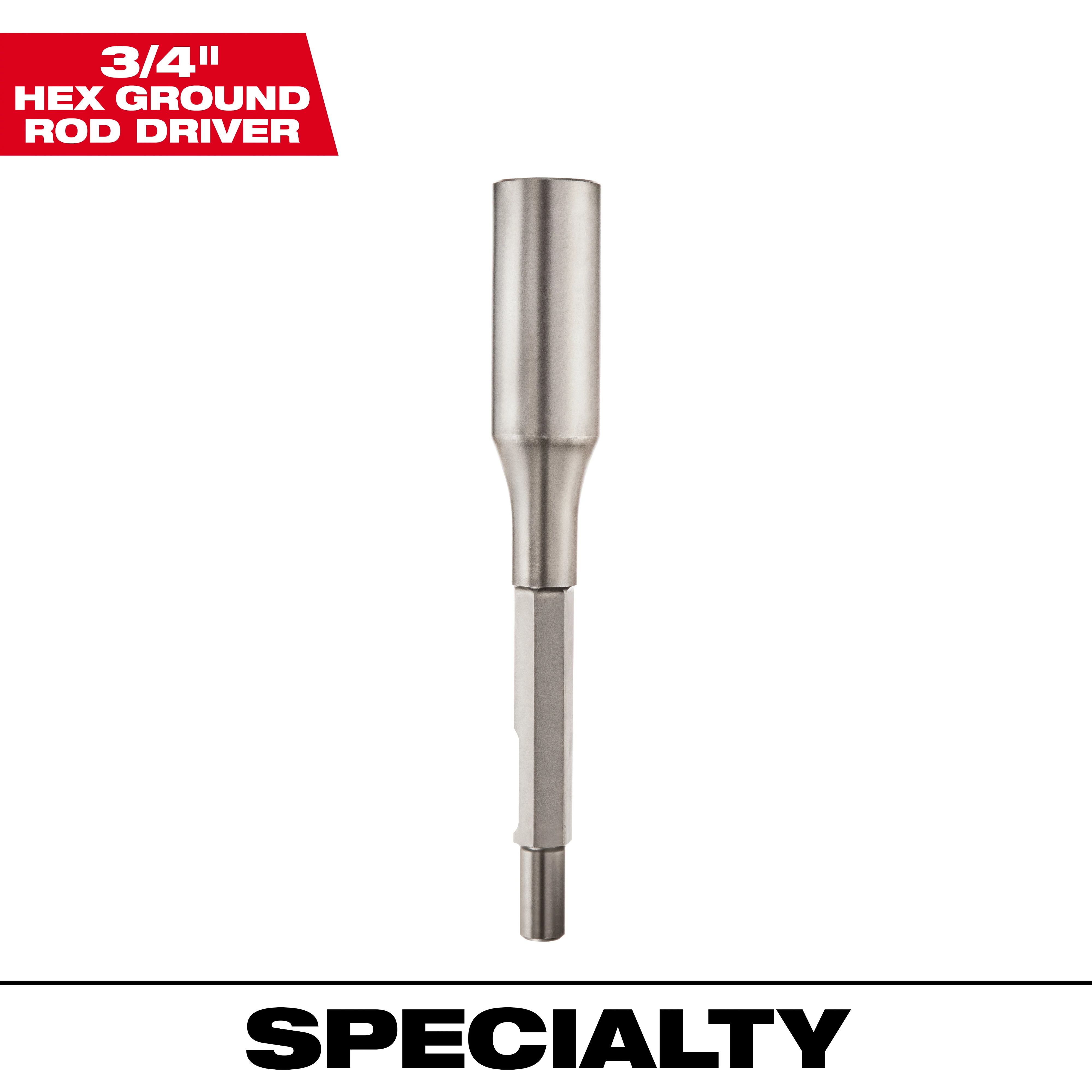 Milwaukee&reg; 48-62-3070 Ground Rod Driver, For Use With 5337-21 Demolition Hammer, 9-3/4 in OAL, 3/4 in Hex, 2-3/4 in D Socket, 0.906 in ID, 5/8 x 3/4 in Dia Rod