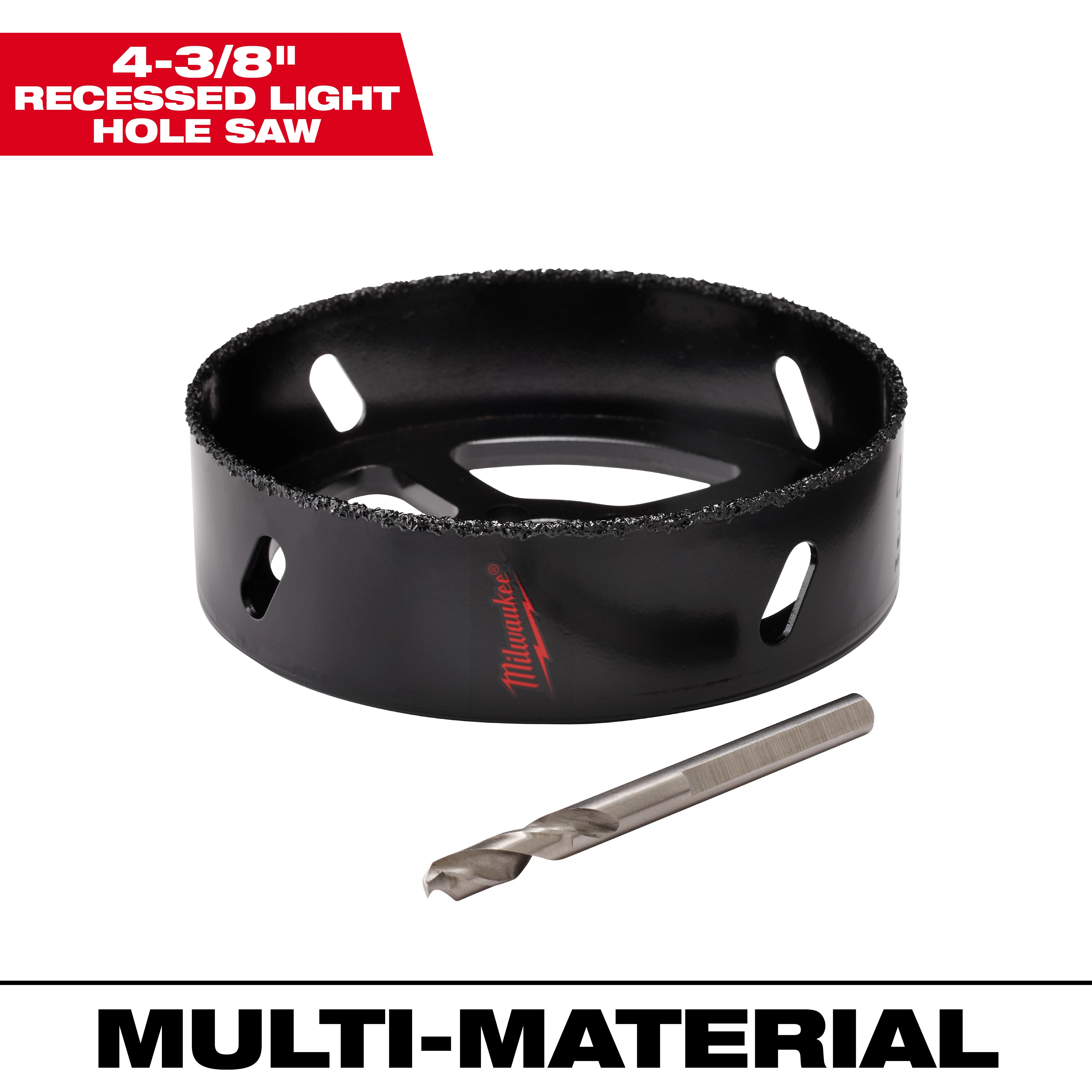 Milwaukee&reg; 49-56-0300 Continuous Grit Edge Recessed Lighting Hole Saw, 4-3/8 in Dia, 1 in D Cutting, Carbide Cutting Edge, 5/8-18 Arbor