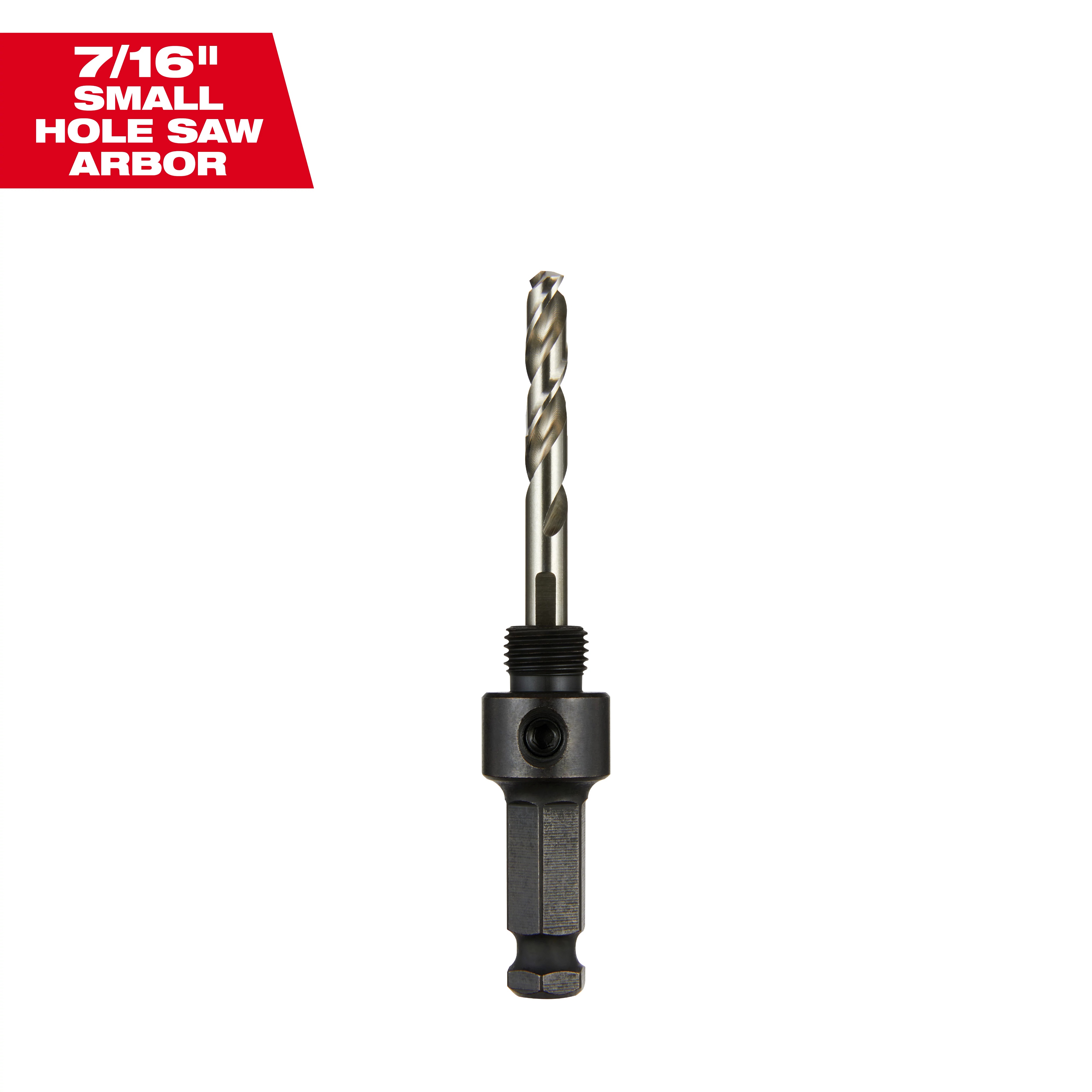 Milwaukee&reg; 49-56-7000 Small Thread Basic Hole Saw Arbor, Up to 1-3/16 in Arbor, 7/16 in, Hardened Steel