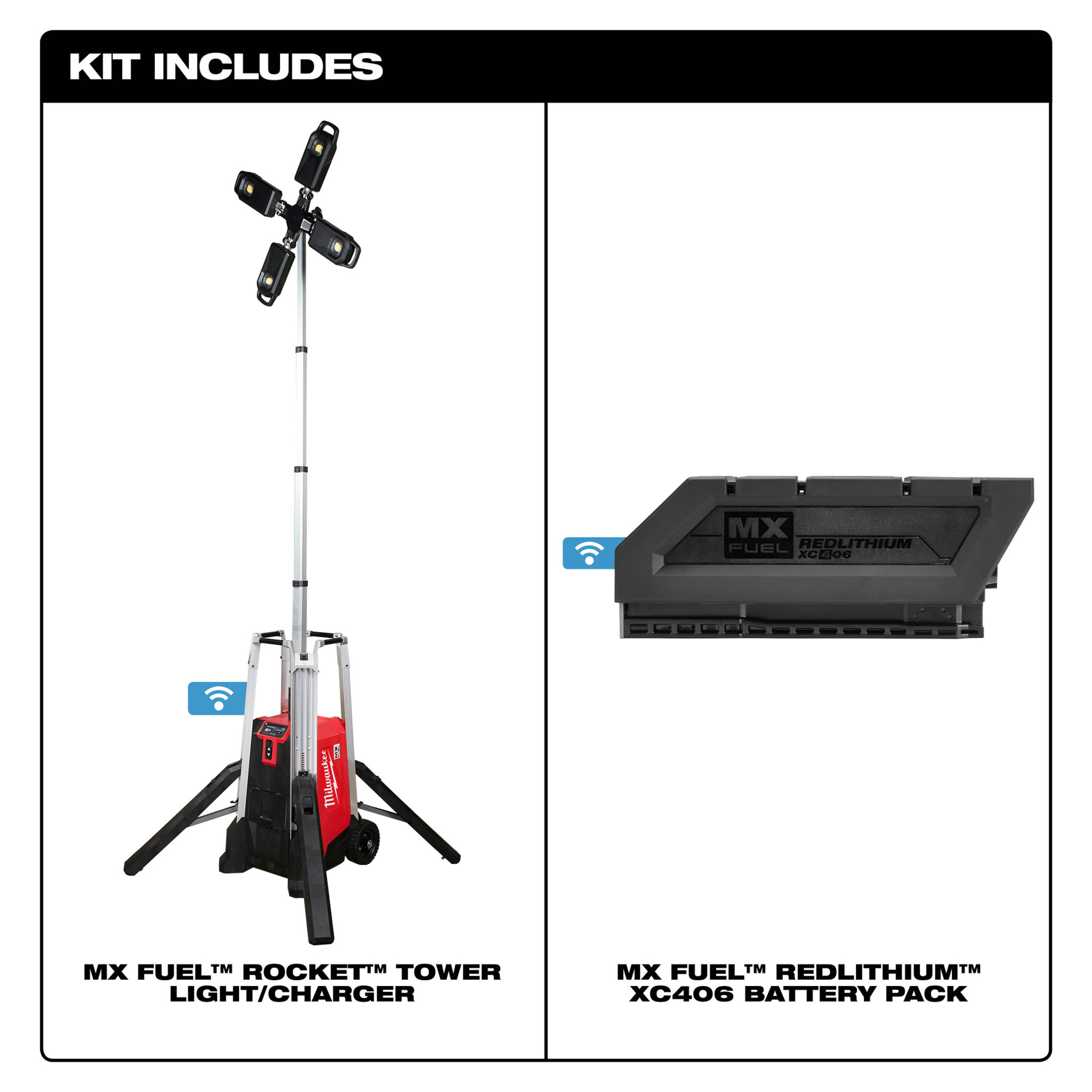 Milwaukee&reg; MX FUEL&trade; ROCKET&trade; MXF041-1XC MX FUEL&trade; Cordless Tower Light/Charger, LED Lamp