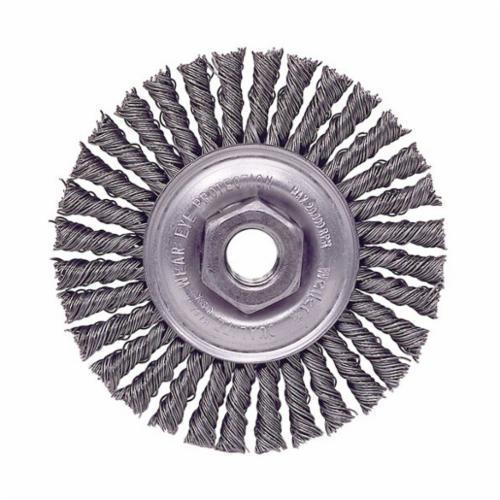 Roughneck Max 13238 Narrow Face Wheel Brush, 4-1/2 in Dia Brush, 3/16 in W Face, 0.02 in Dia Stringer Bead Knot Filament/Wire, 5/8-11 Arbor Hole