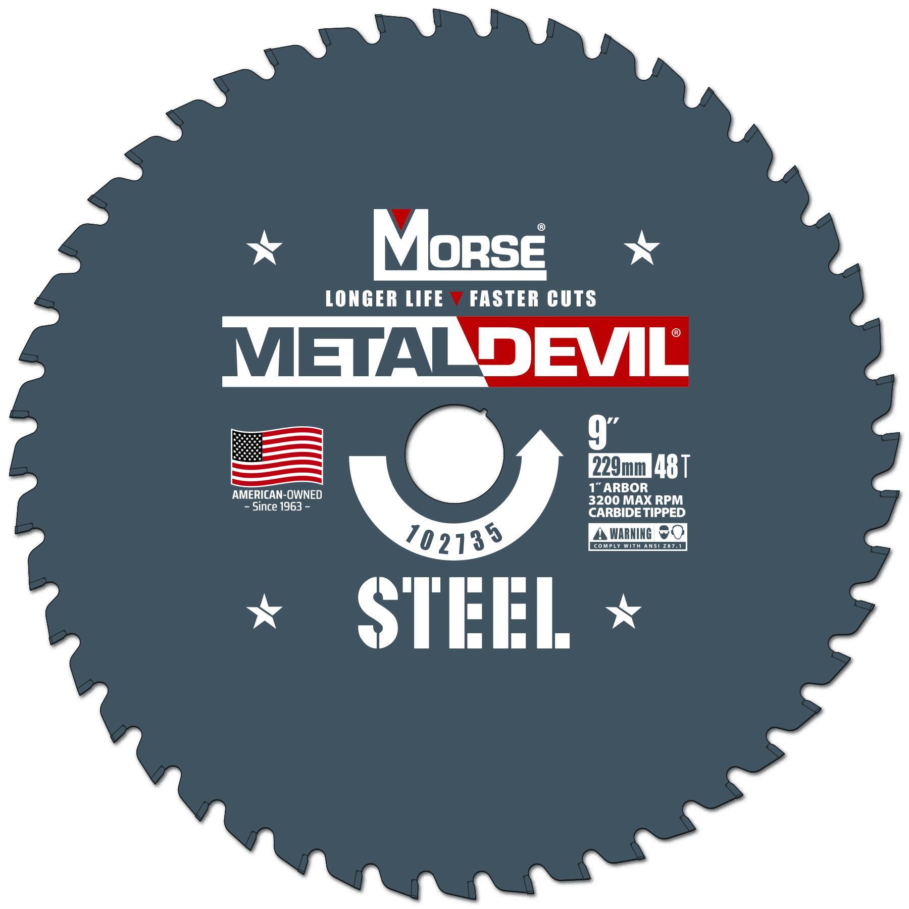 Morse&reg; 102735 Metal Devil NXT Circular Saw Blade, 9 in Dia x 0.063 in THK, 1 in Arbor, 48 Teeth