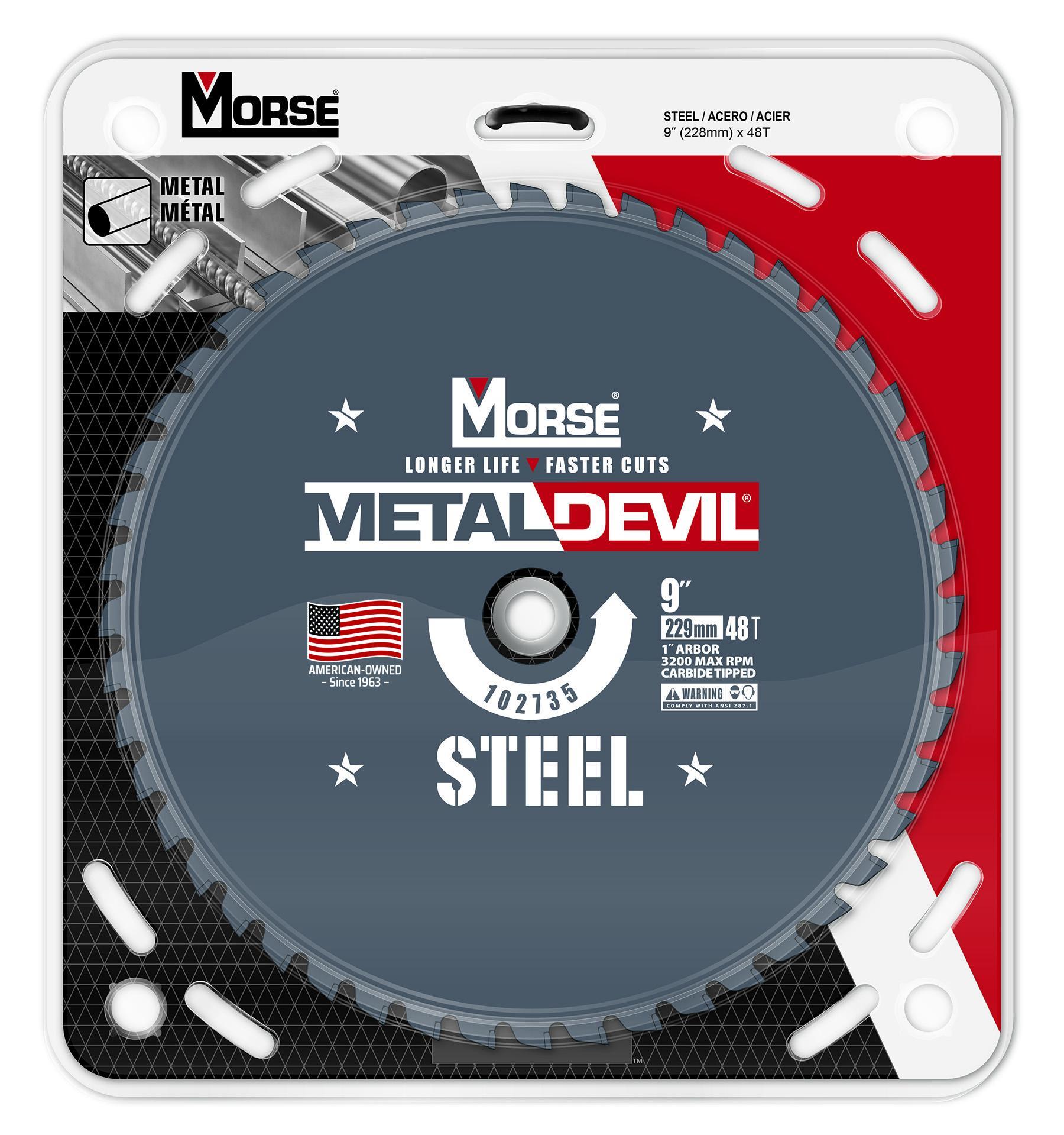 Morse&reg; 102735 Metal Devil NXT Circular Saw Blade, 9 in Dia x 0.063 in THK, 1 in Arbor, 48 Teeth