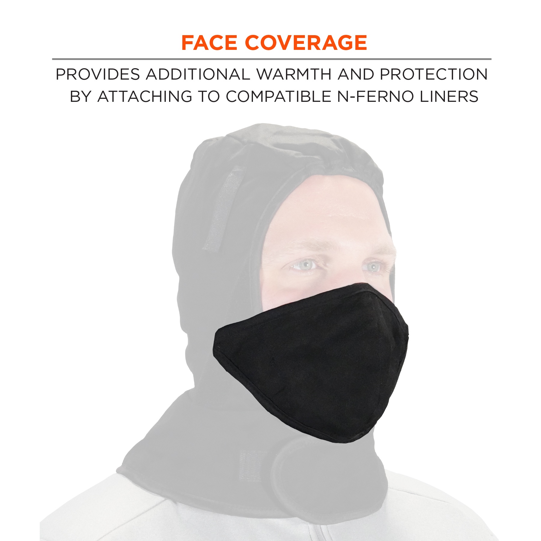 N-Ferno&reg; 16870 2-Layer Adjustable Mouthpiece, Black, Cotton Twill Shell/Polyester Fleece Lining, Hook and Loop Closure