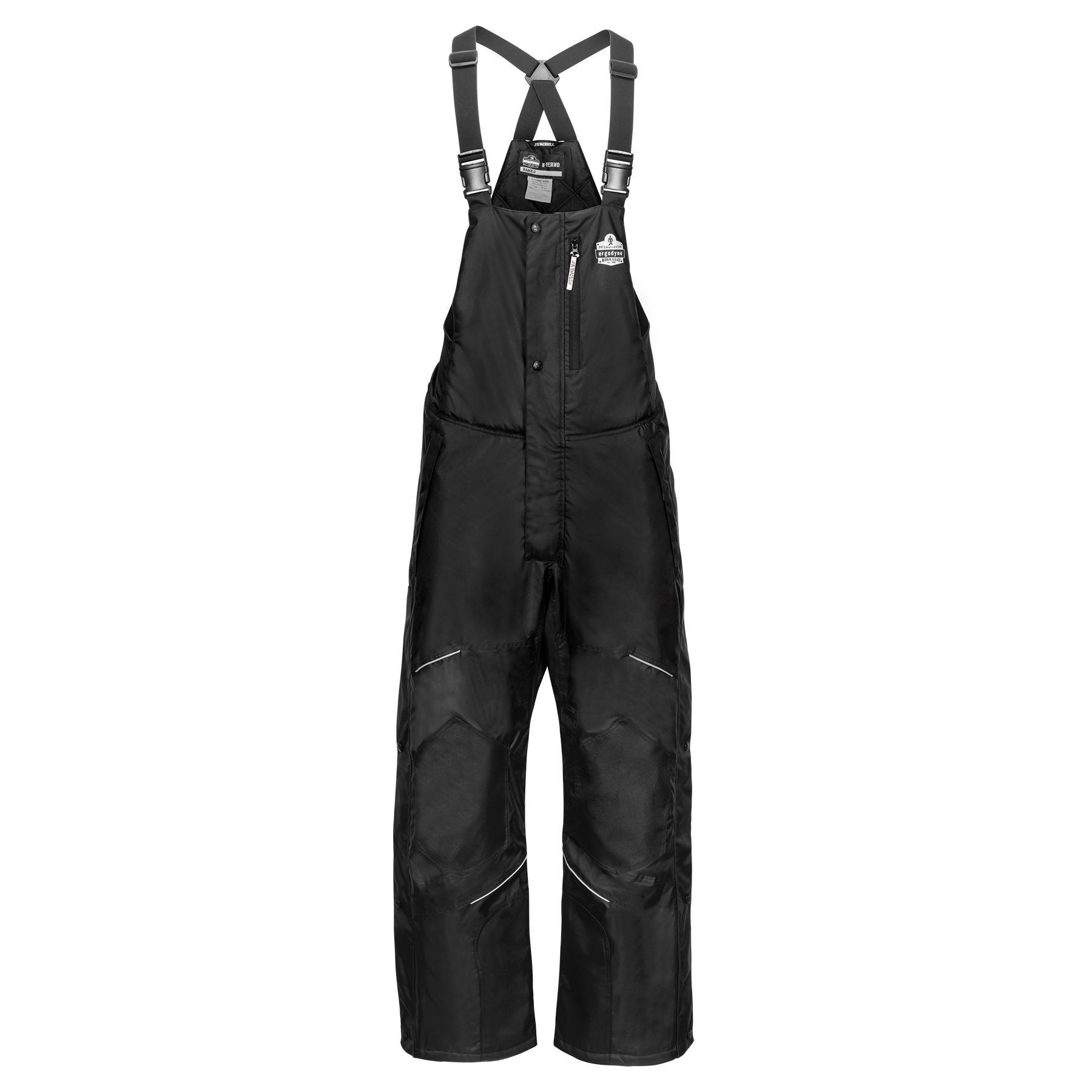 N-Ferno&reg; 41225 6472 Heavy Duty Insulated Bib Overall, XL, Black, 300D Oxford Polyester, 33 in L Inseam