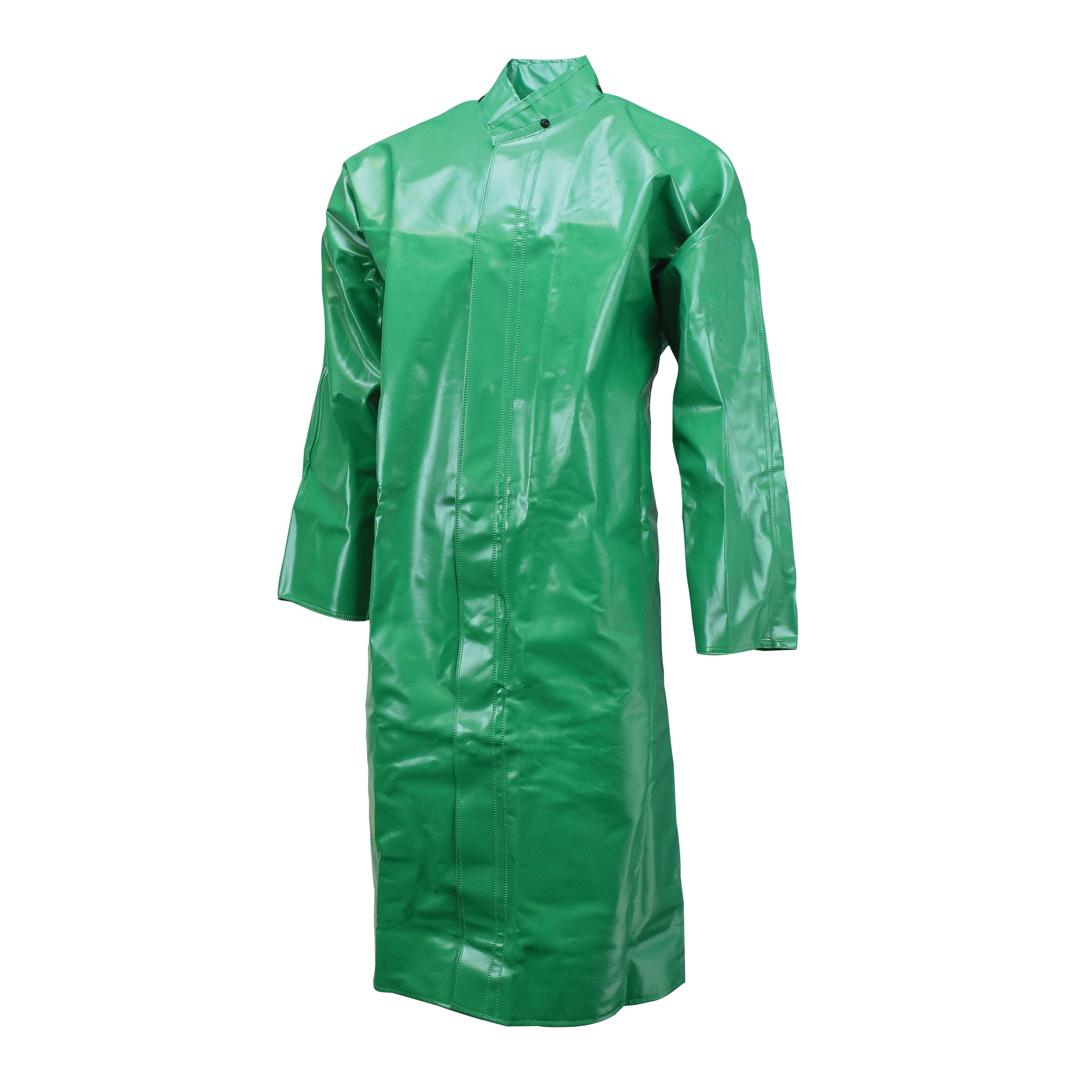 Neese 96001-31-1-GRN-L Chem Shield Rain Coat, L, Green, Polyester/PVC, Resists: Flame, ASTM D6413, ASTM F903, Detachable Hood