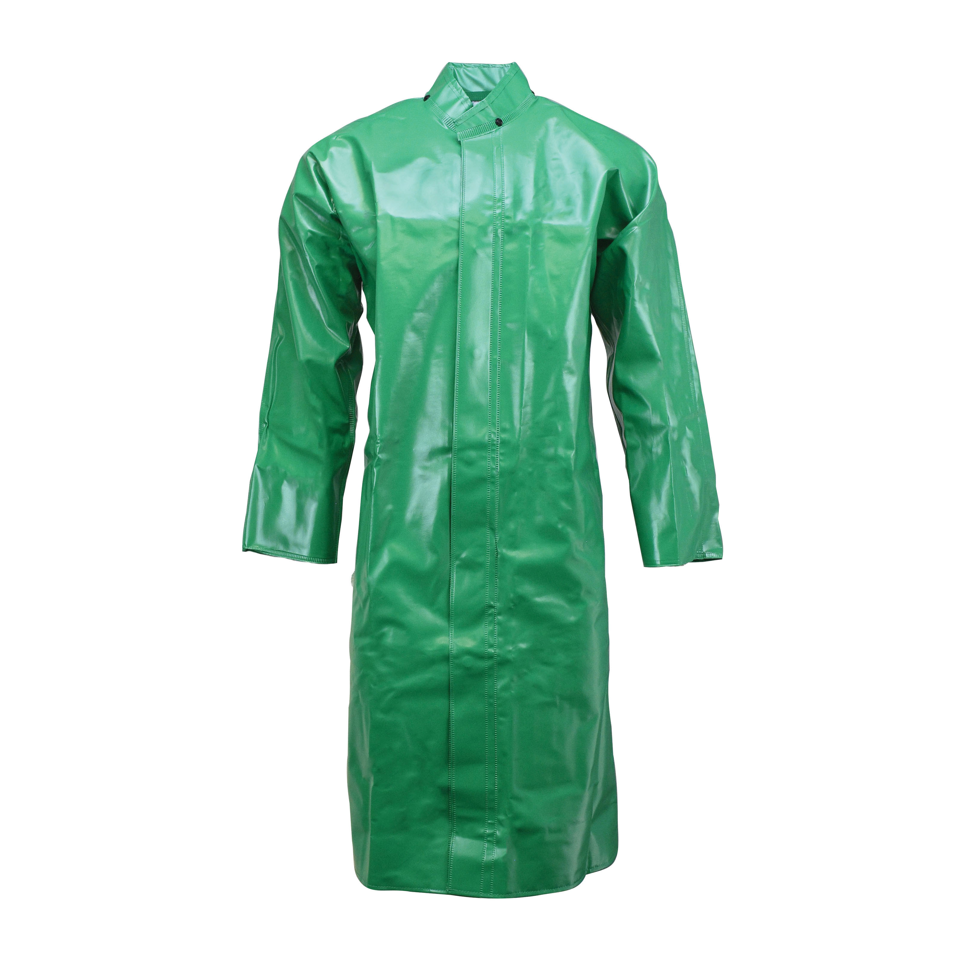 Neese 96001-31-1-GRN-L Chem Shield Rain Coat, L, Green, Polyester/PVC, Resists: Flame, ASTM D6413, ASTM F903, Detachable Hood