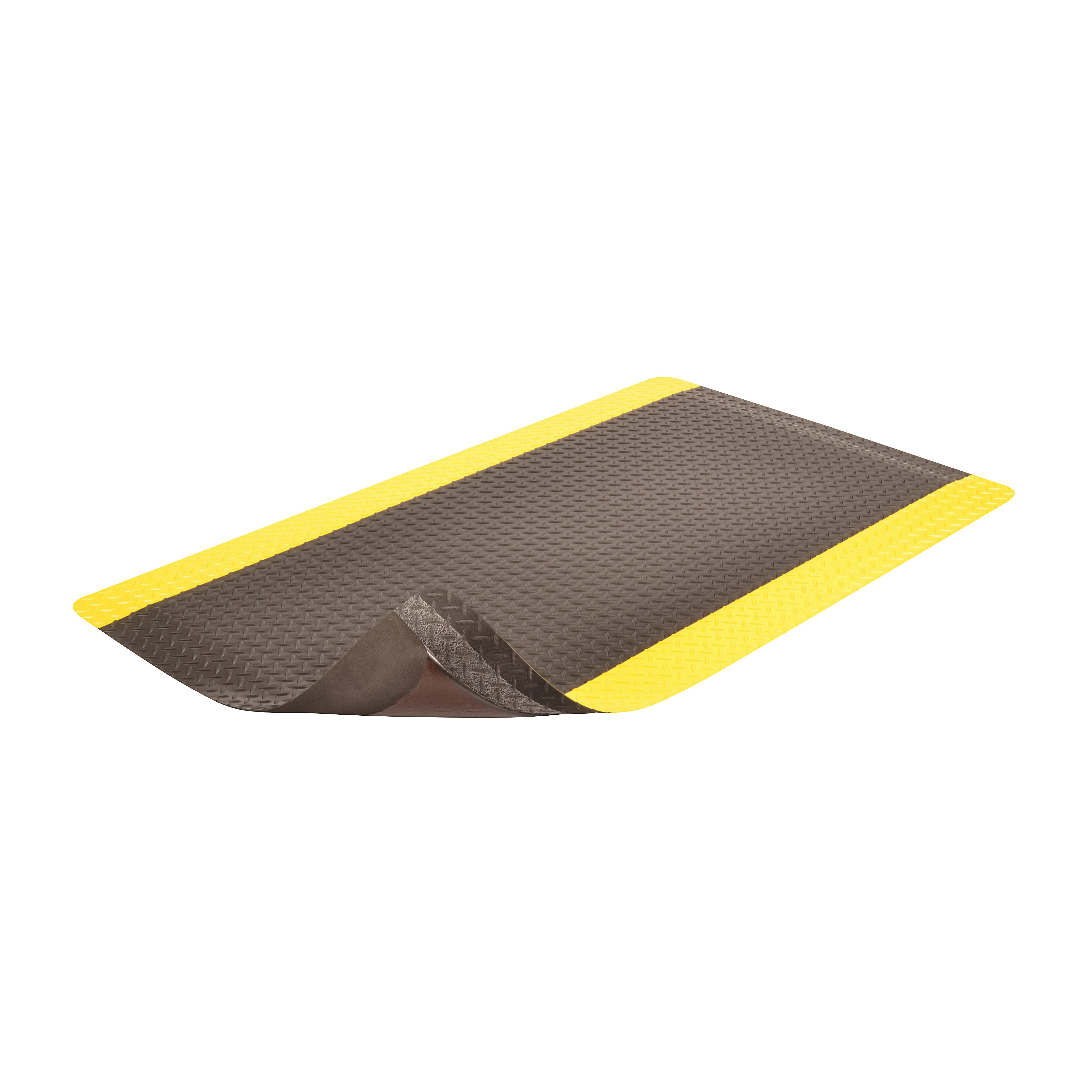 NoTrax&reg; 975S0023YB Cushion Trax&reg; Ultra&trade; Anti-Fatigue Floor Mat, 3 ft L x 2 ft W x 3/4 in THK, Vinyl, Diamond Plate Surface Pattern, PVC Foam Base, Resists: Abrasion and Tear