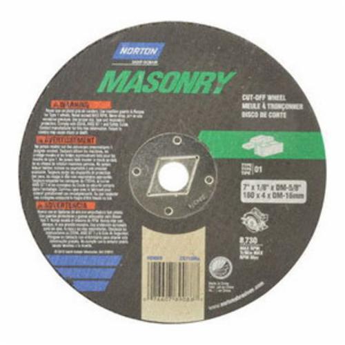 product Norton&reg; Masonry 07660789086 CO818Ma Type 01 Reinforced Straight Cut-Off Wheel, 8 in Dia x 1/8 in THK, 5/8 in Center Hole, 24 Grit, Silicon Carbide Abrasive