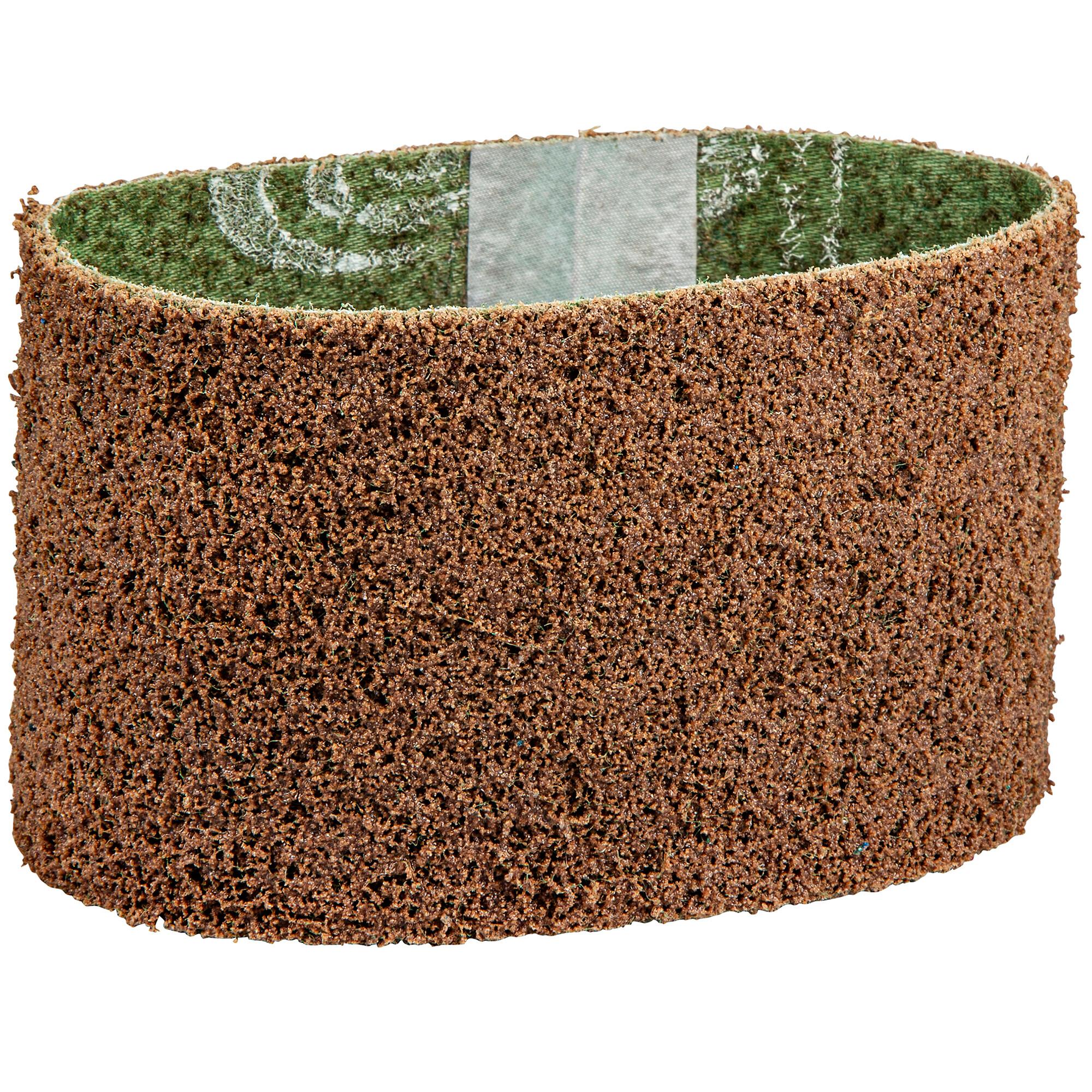 Norton&reg; 63642575499 Non-Woven Portable In-Line Belt, 3-1/2 in W Belt x 15-1/2 in L, Coarse Grade, Aluminum Oxide Aggregate Abrasive, Brown