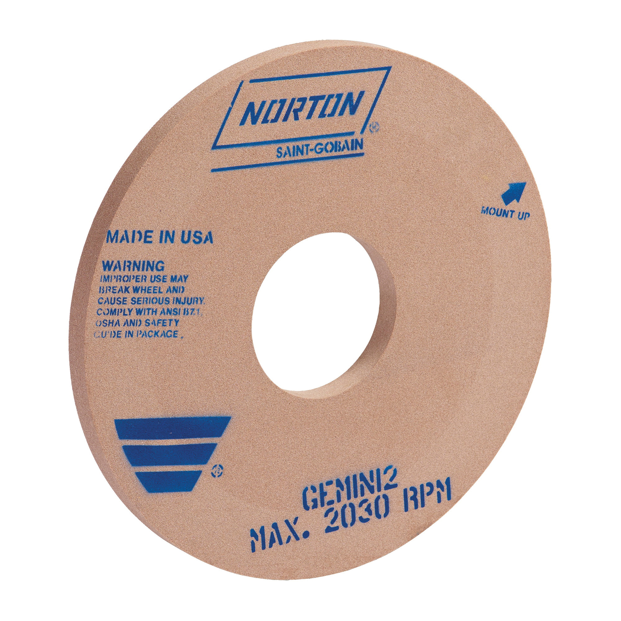Norton&reg; Gemini&reg; 66243483777 55A Straight Surface and Cylindrical Grinding Wheel, 18 in Dia x 1 in THK, 5 in Center Hole, 60 Grit, Aluminum Oxide Abrasive