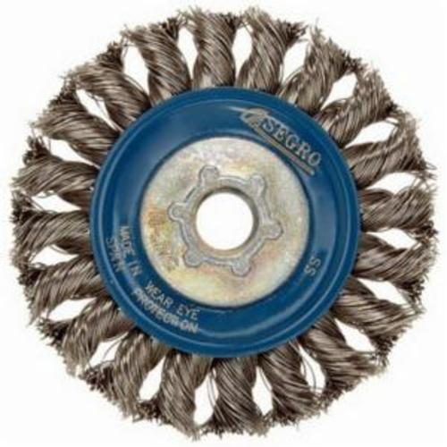 Norton&reg;BLUEFIRE 66252833488 Wheel Brush, 5 in Dia Brush, 1/2 in W Face, 0.02 in Dia Standard/Twist Knot Filament/Wire, 5/8-11 Arbor Hole