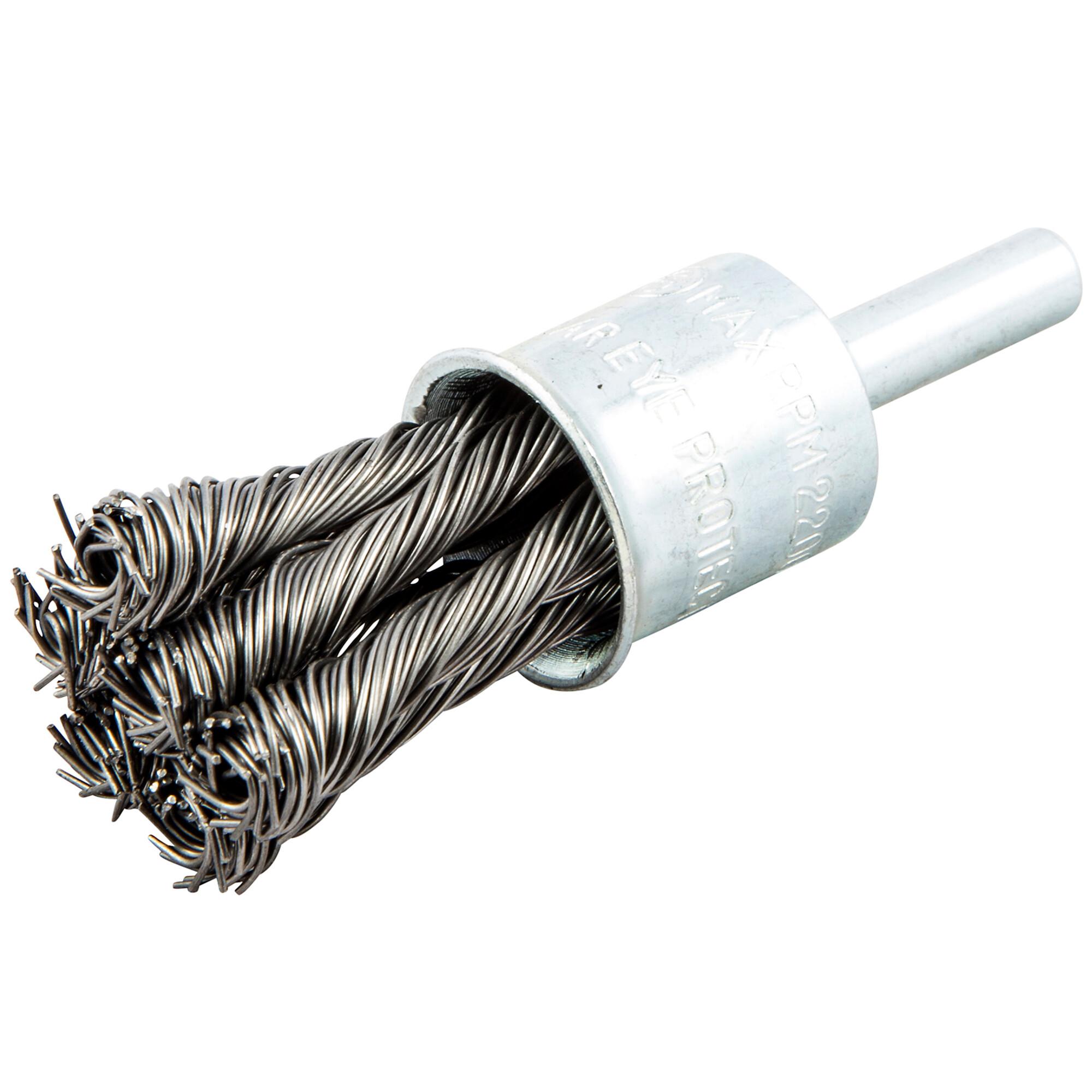 Norton&reg; 66252838878 Twist Knot Wire Shank End Brush, 3/4 in Dia Brush, Twist Knot Filament/Wire, 0.020 in Dia Filament/Wire, Carbon Steel Fill, 1-1/8 in L Trim