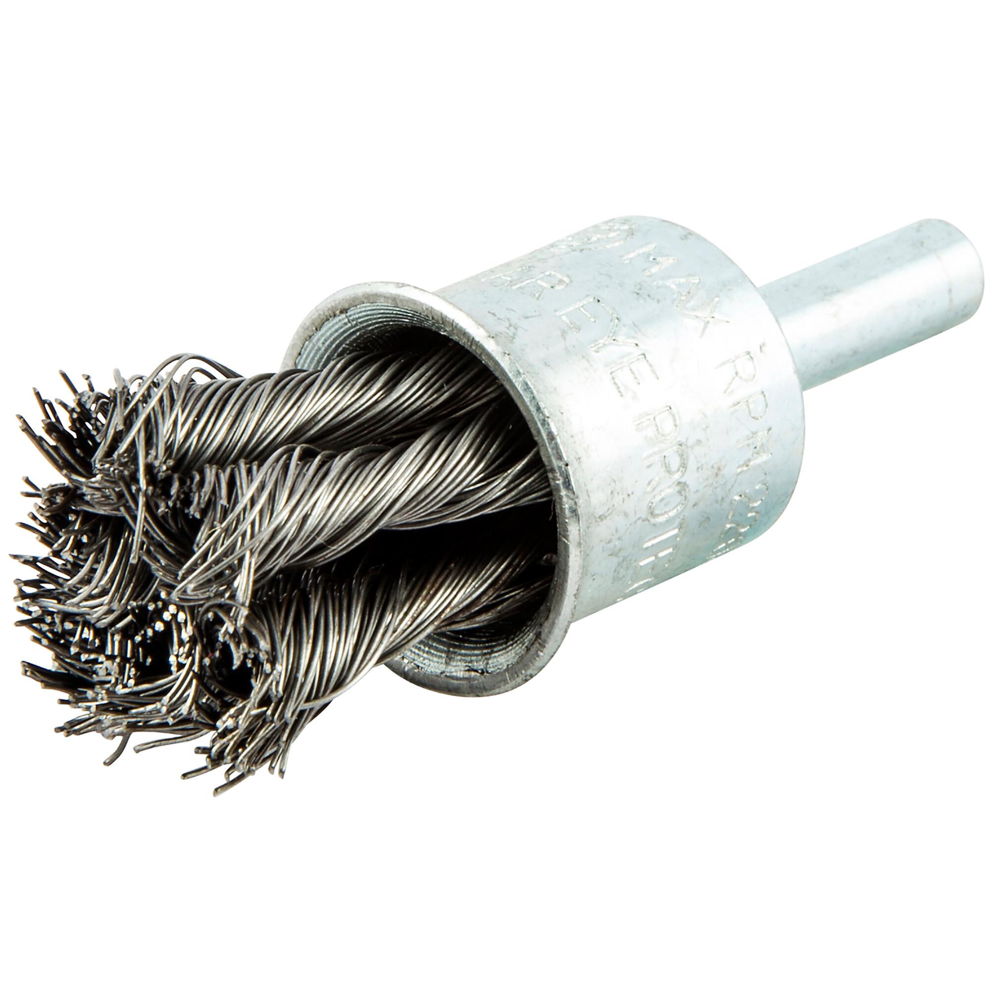 Norton&reg; 66252838879 Twist Knot Wire Shank End Brush, 3/4 in Dia Brush, Twist Knot Filament/Wire, 0.014 in Dia Filament/Wire, Carbon Steel Fill, 7/8 in L Trim