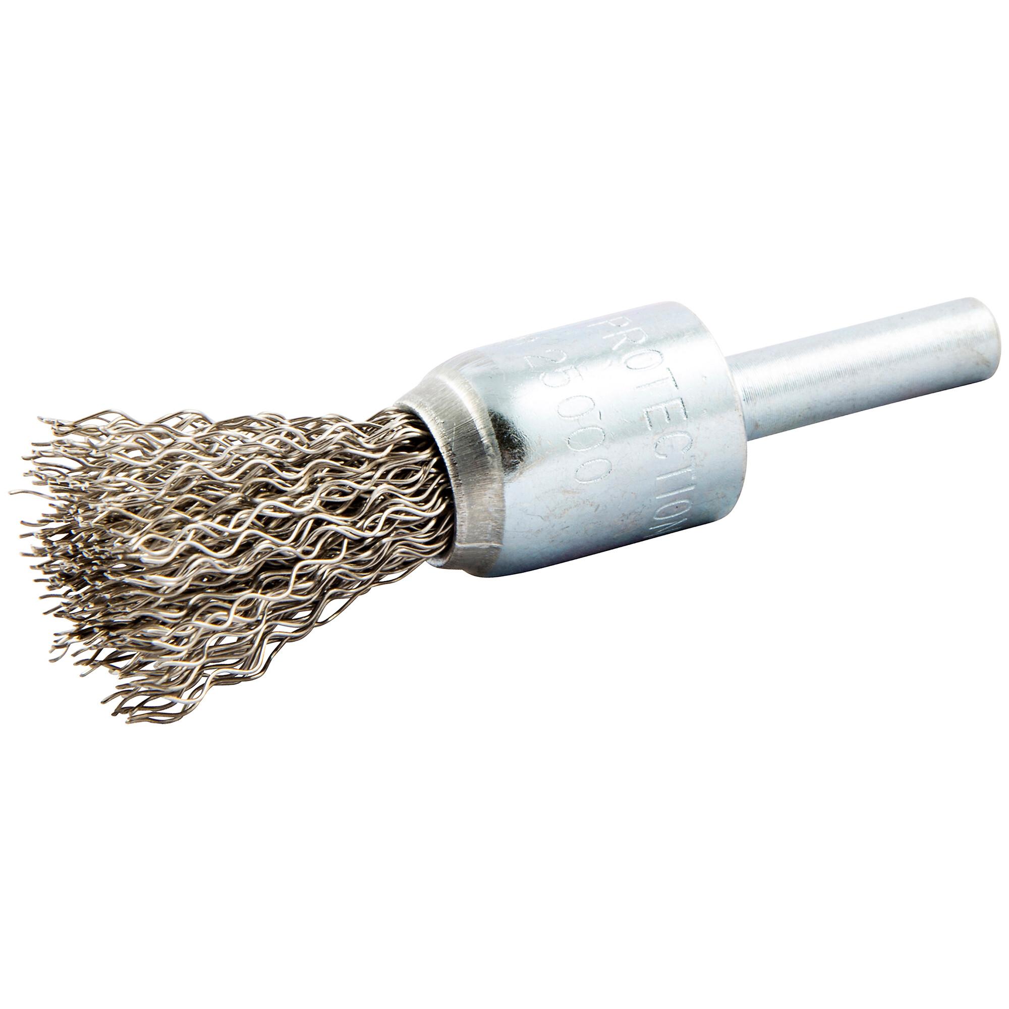Norton&reg; 66252838888 Crimped Wire Shank End Brush, 1/2 in Dia Brush, Crimped Filament/Wire, 0.014 in Dia Filament/Wire, Stainless Steel Fill, 1 in L Trim