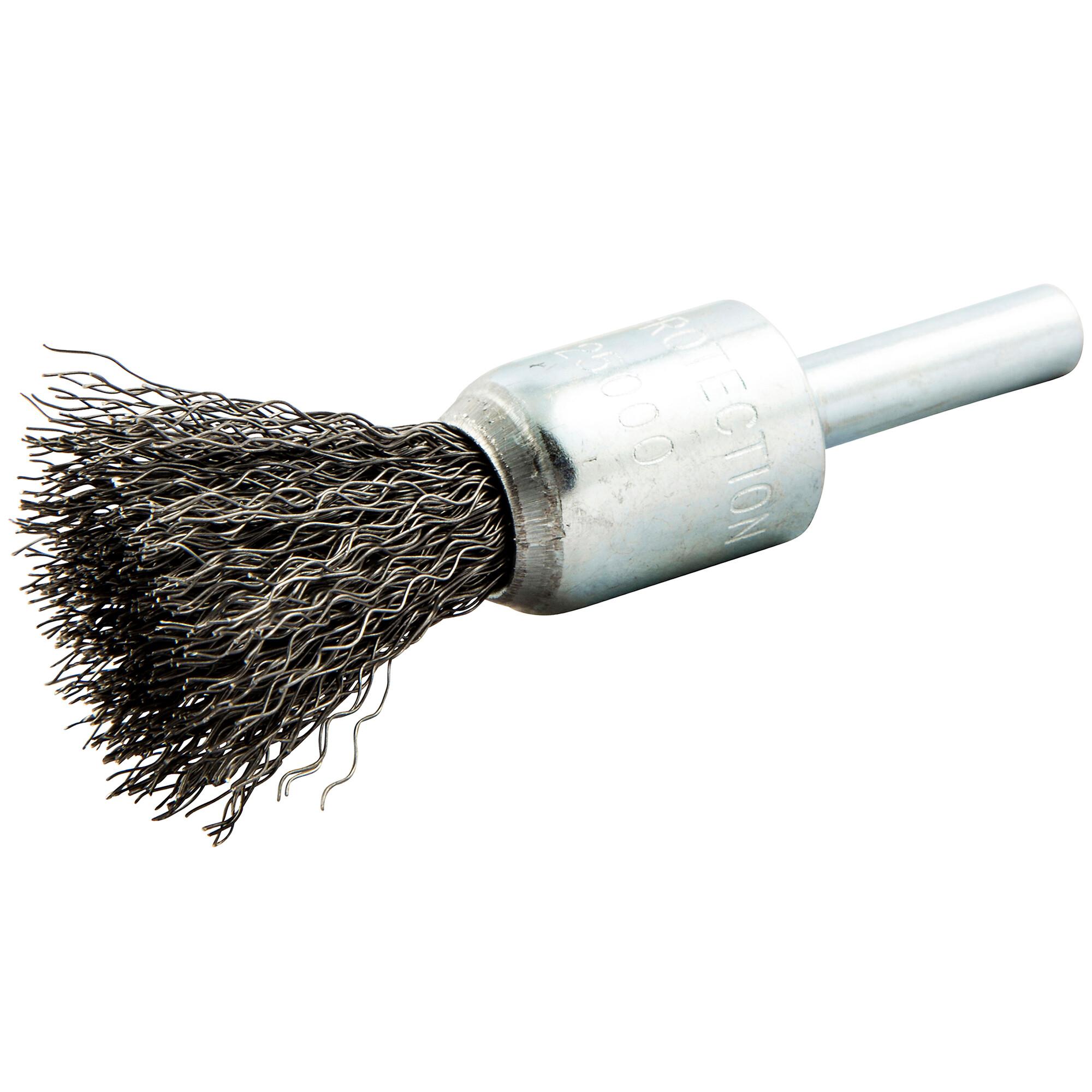 Norton&reg; 66252838890 Crimped Wire Shank End Brush, 1/2 in Dia Brush, Crimped Filament/Wire, 0.010 in Dia Filament/Wire, Carbon Steel Fill, 1 in L Trim