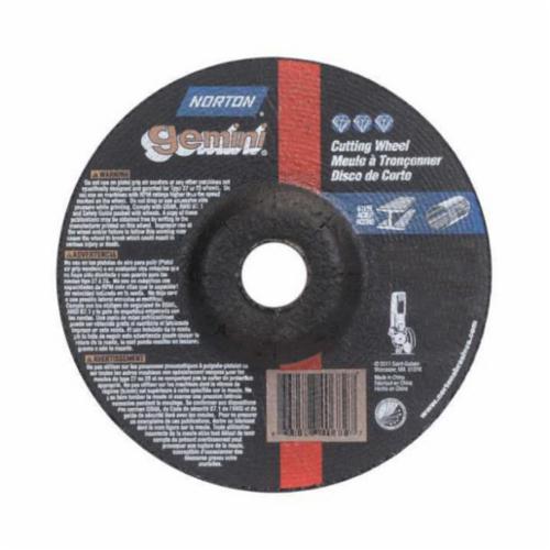 Norton® NorZon® Plus® 66252842002 Depressed Center Wheel, 4 in Dia x 1/4 in THK, 3/8 in Center Hole, 20 Grit, Ceramic/Zirconia Alumina Abrasive